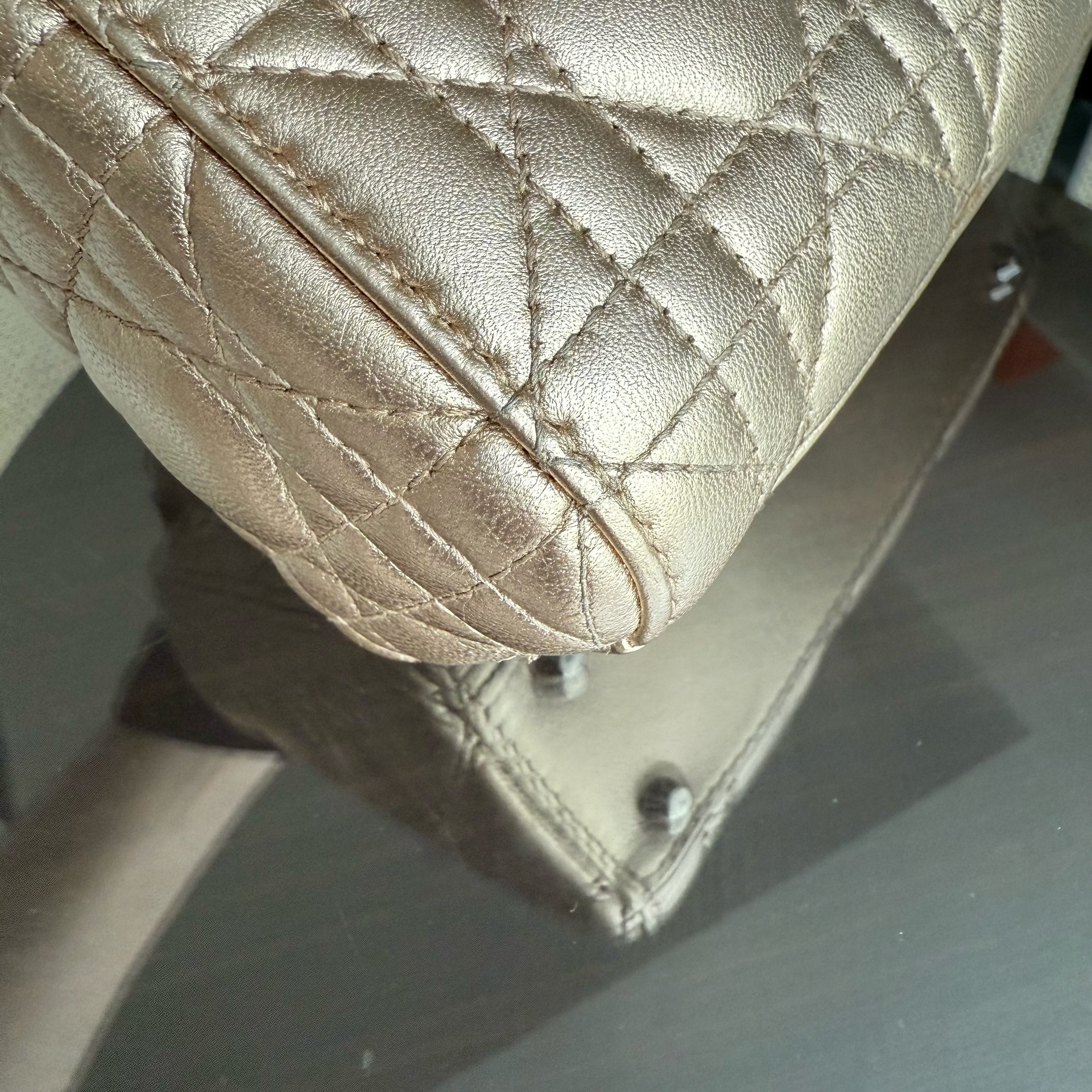 Dior Lady Mini - Cannage Lambskin Gold Silver Hardware Chain Strap