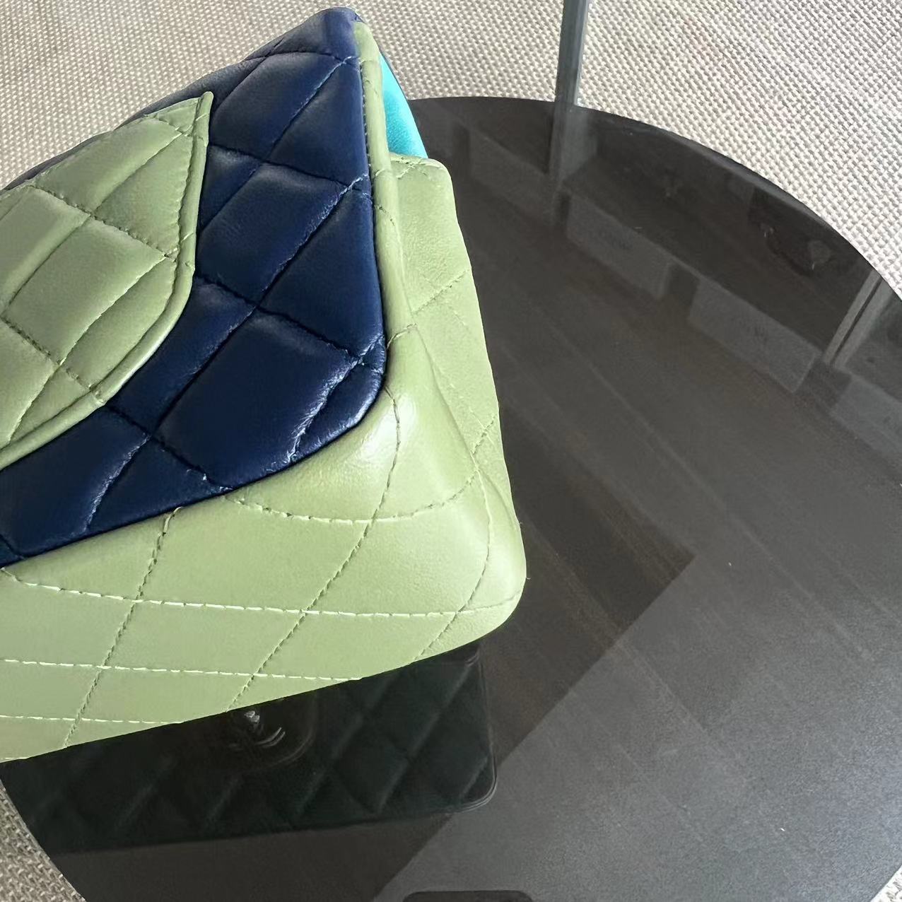 Mini Classic Flap Quilted Lambskin Multi-color Blue Green Silver Hardware Series 21