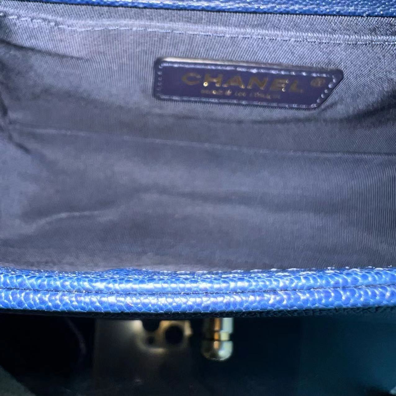 Chanel Boy Small - Caviar Quilted Grained Calfskin Dark Blue Golden Hardware Series 26