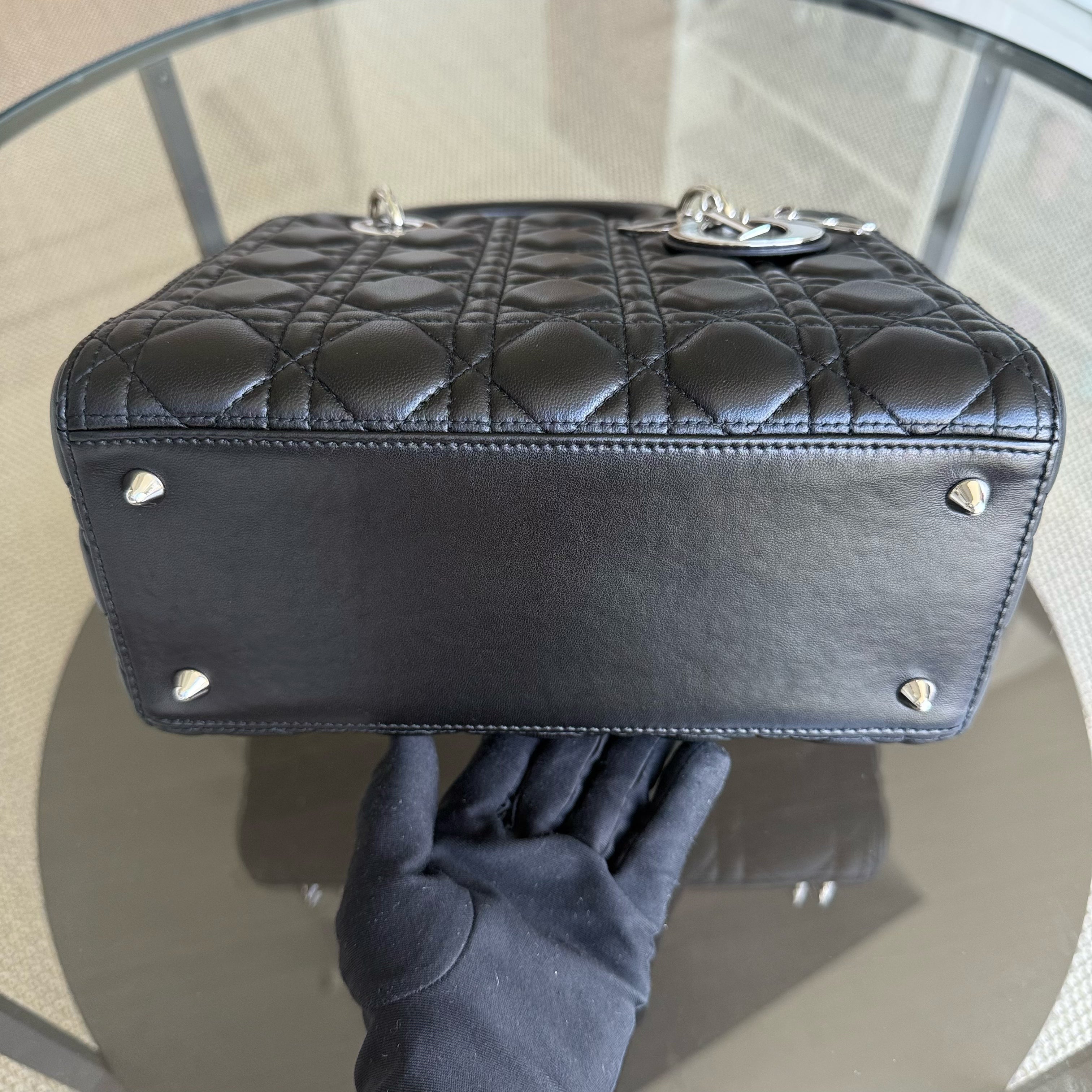 Dior Lady Medium - Cannage Lambskin Black Silver Hardware