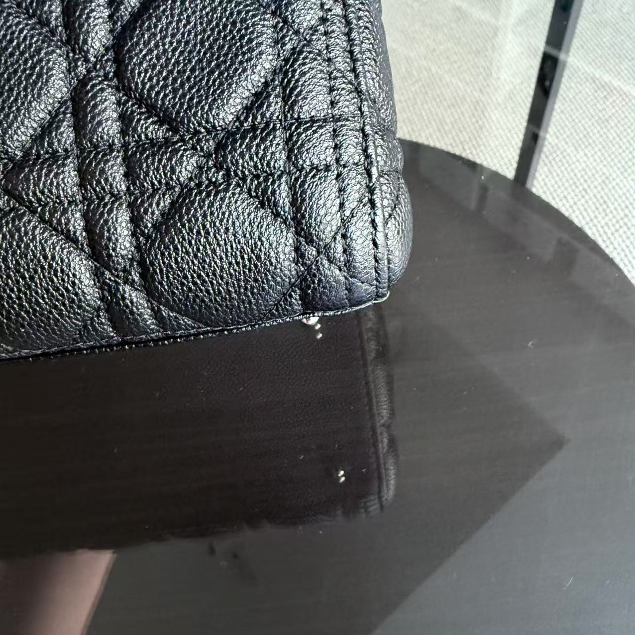 *Rare Caviar* Dior Lady Medium - Grained Calfskin Cannage Black Silver Hardware
