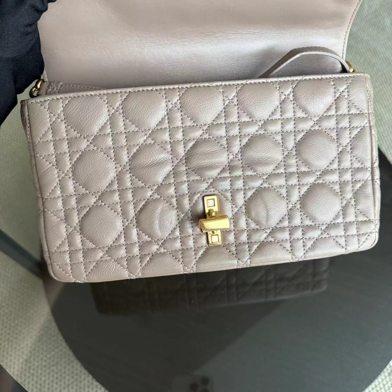 Dior Caro Medium - 25CM Cannage Calfskin Milktea Blush Gold Hardware