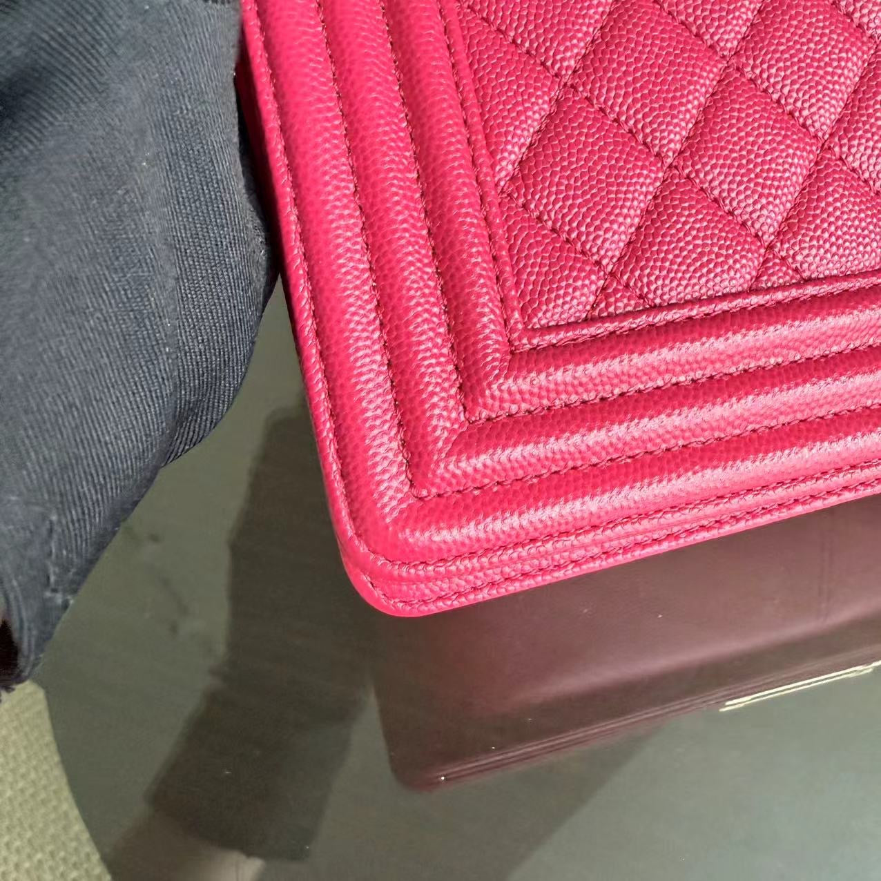 Chanel Boy Medium - Caviar 25CM Quilted Grained Calfskin Hot Pink Gold Hardware Series 23