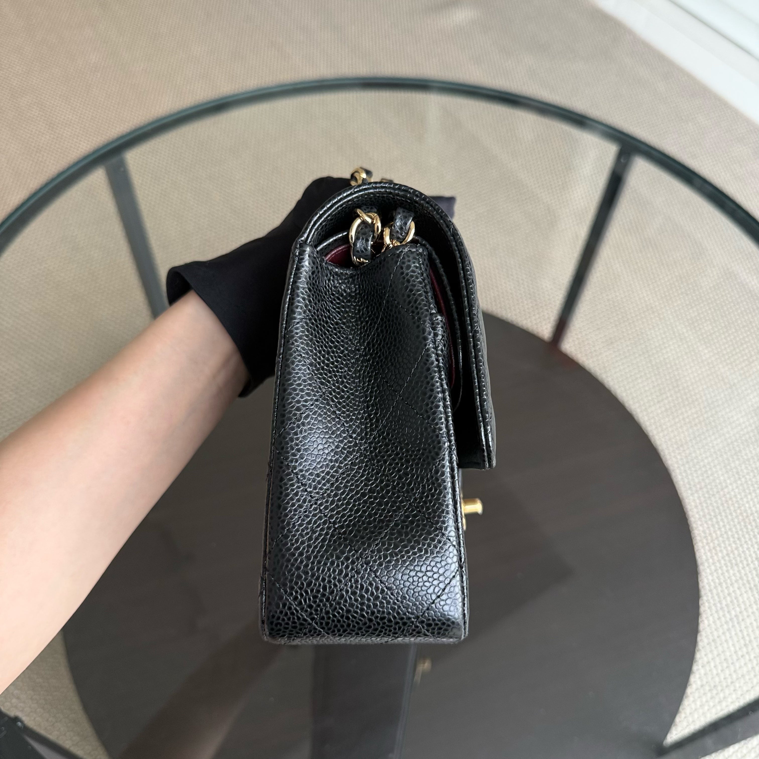 Chanel Classic Flap Medium - Caviar 25CM Quilted Grained Calfskin Black Gold Hardware Series 24