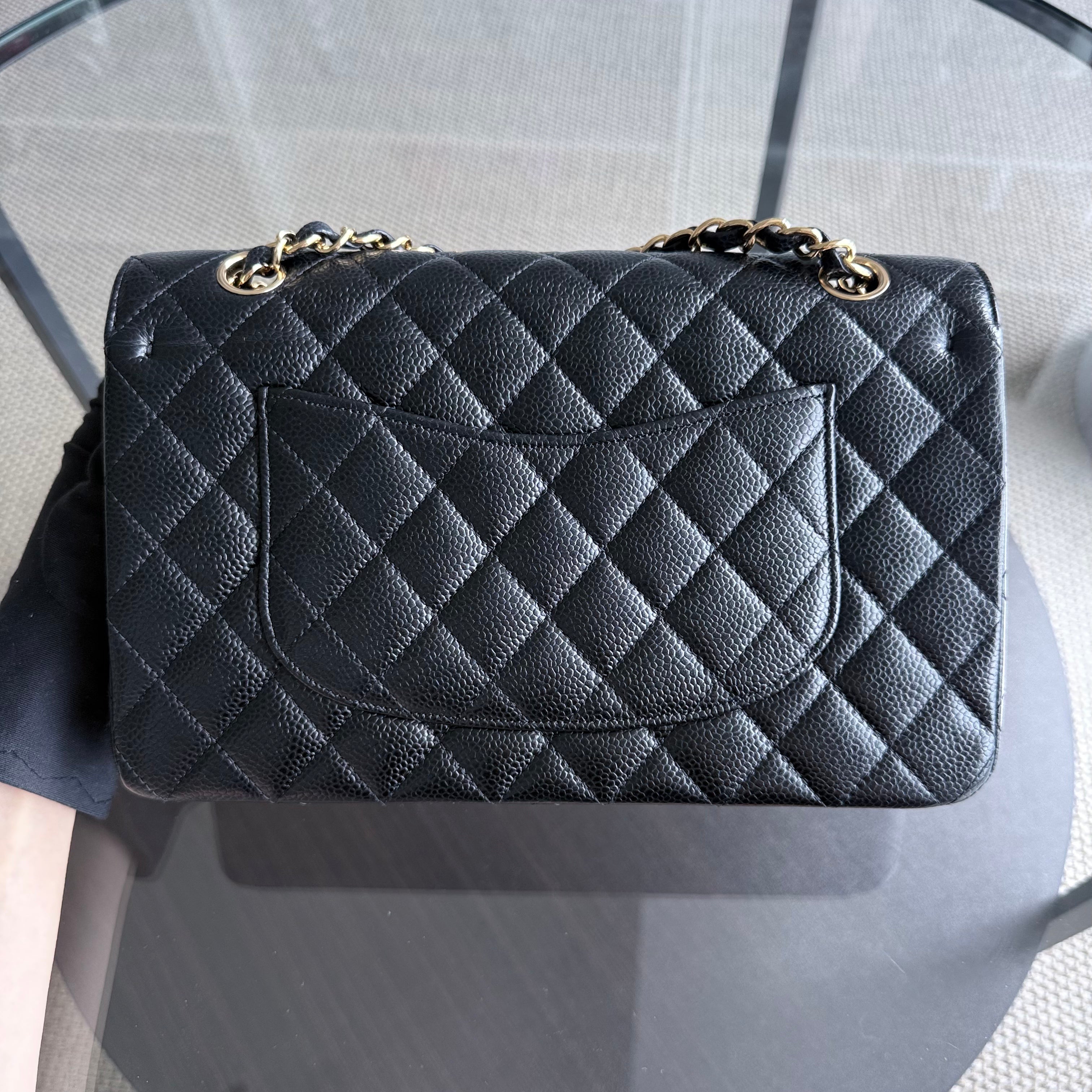 Chanel Classic Flap Medium - Caviar 25CM Quilted Black Gold Hardware Series 19