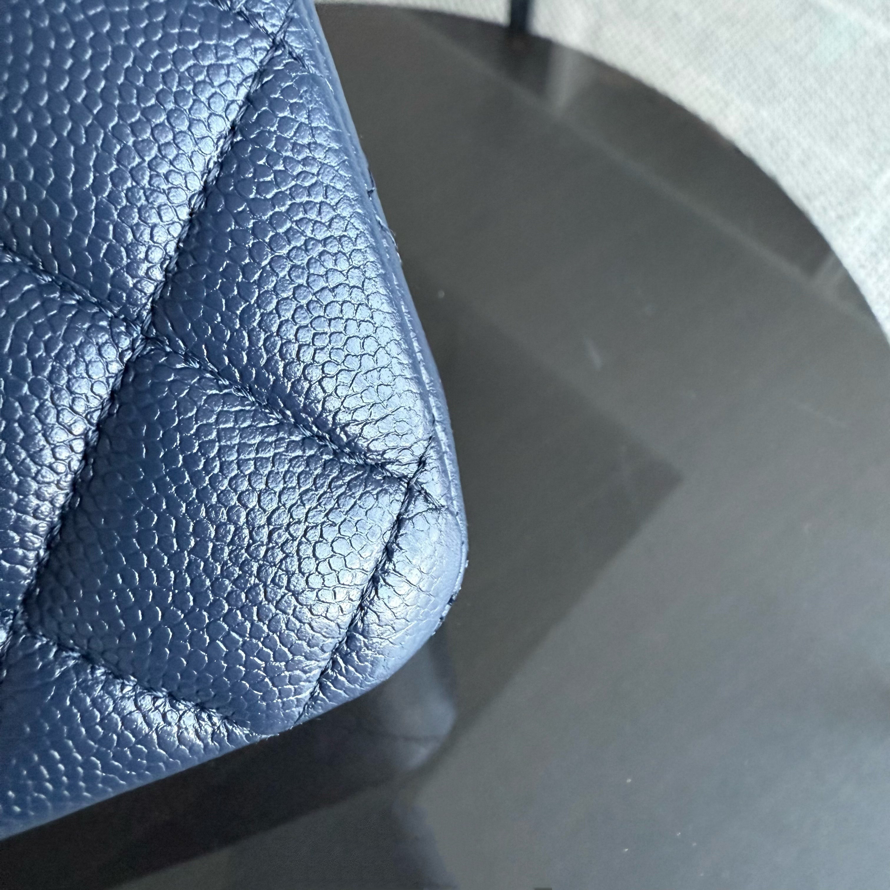 Chanel Classic Flap Small - Caviar 23CM Quilted Dark Blue Gold Hardware Series 24