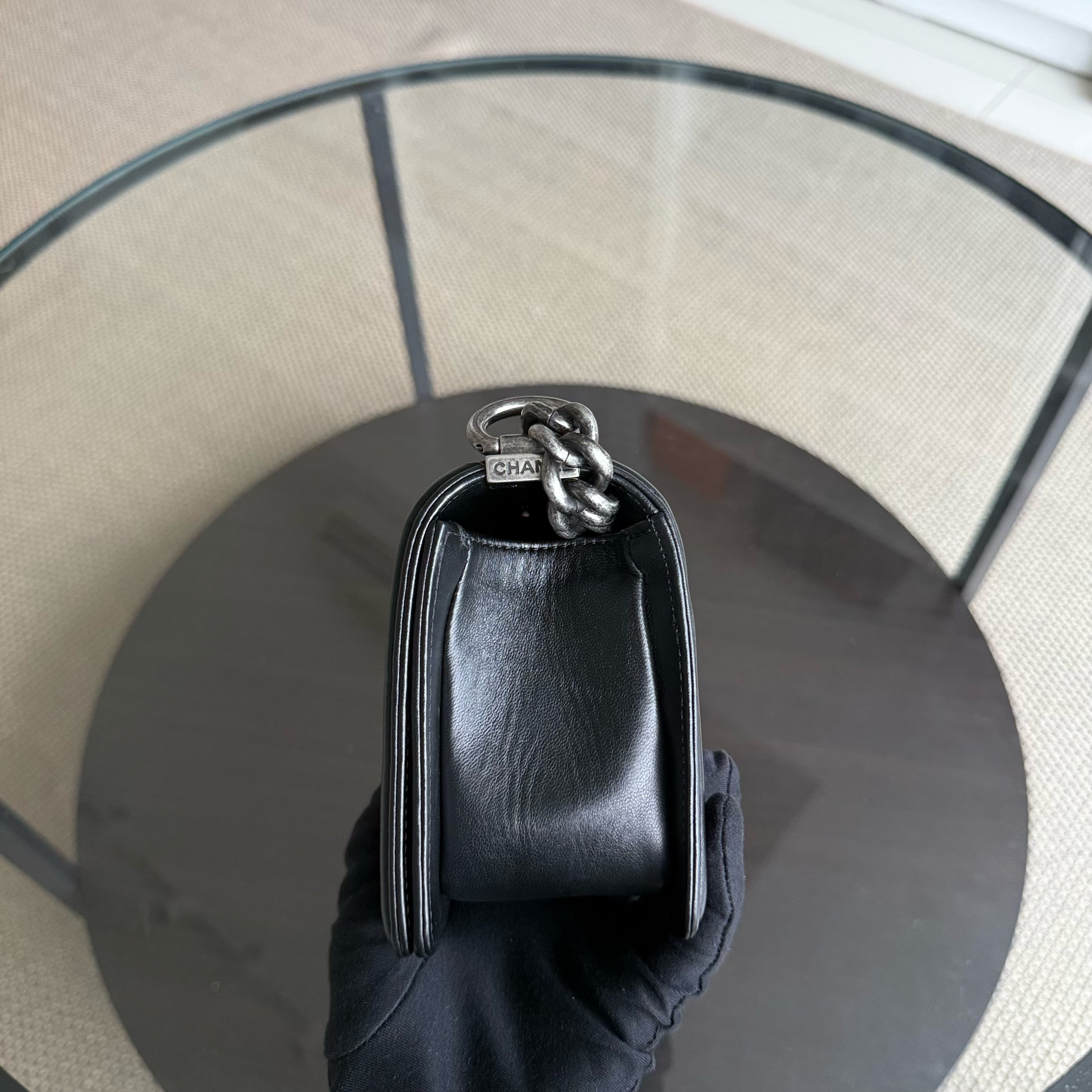 Chanel Boy Small - Stingray Black Ruthenium Silver Hardware Series 20