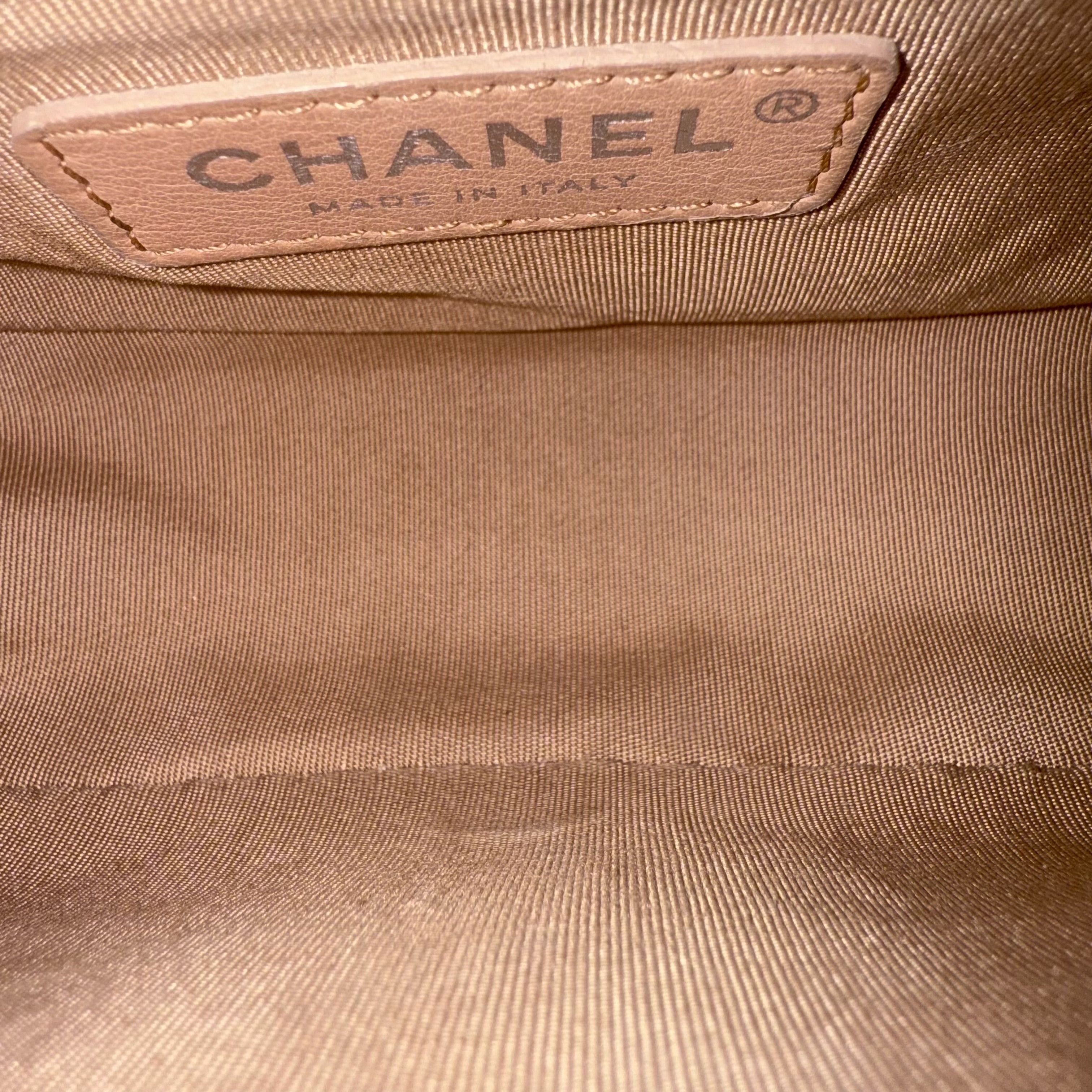 Chanel Boy Small - Caviar Chevron 23CM Dark Beige Blush Ruthenium Silver Hardware Series 24