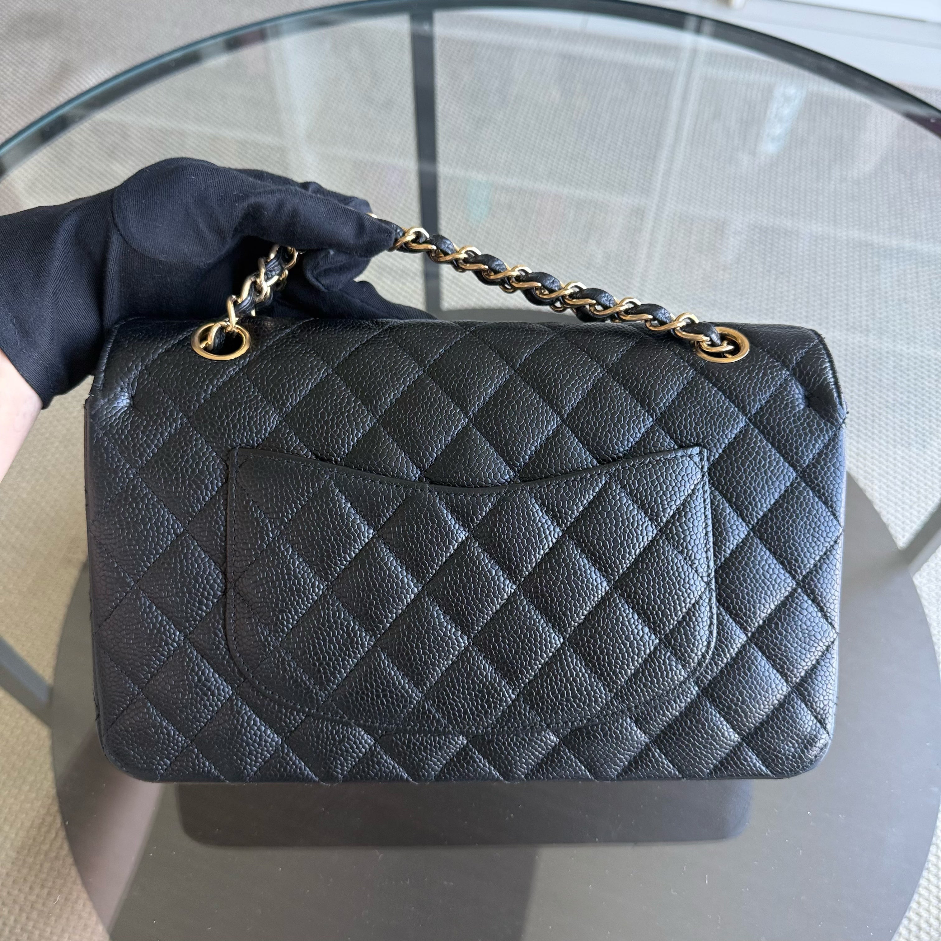 Chanel Classic Flap Medium - Caviar 25CM Quilted Black Gold Hardware Series 15