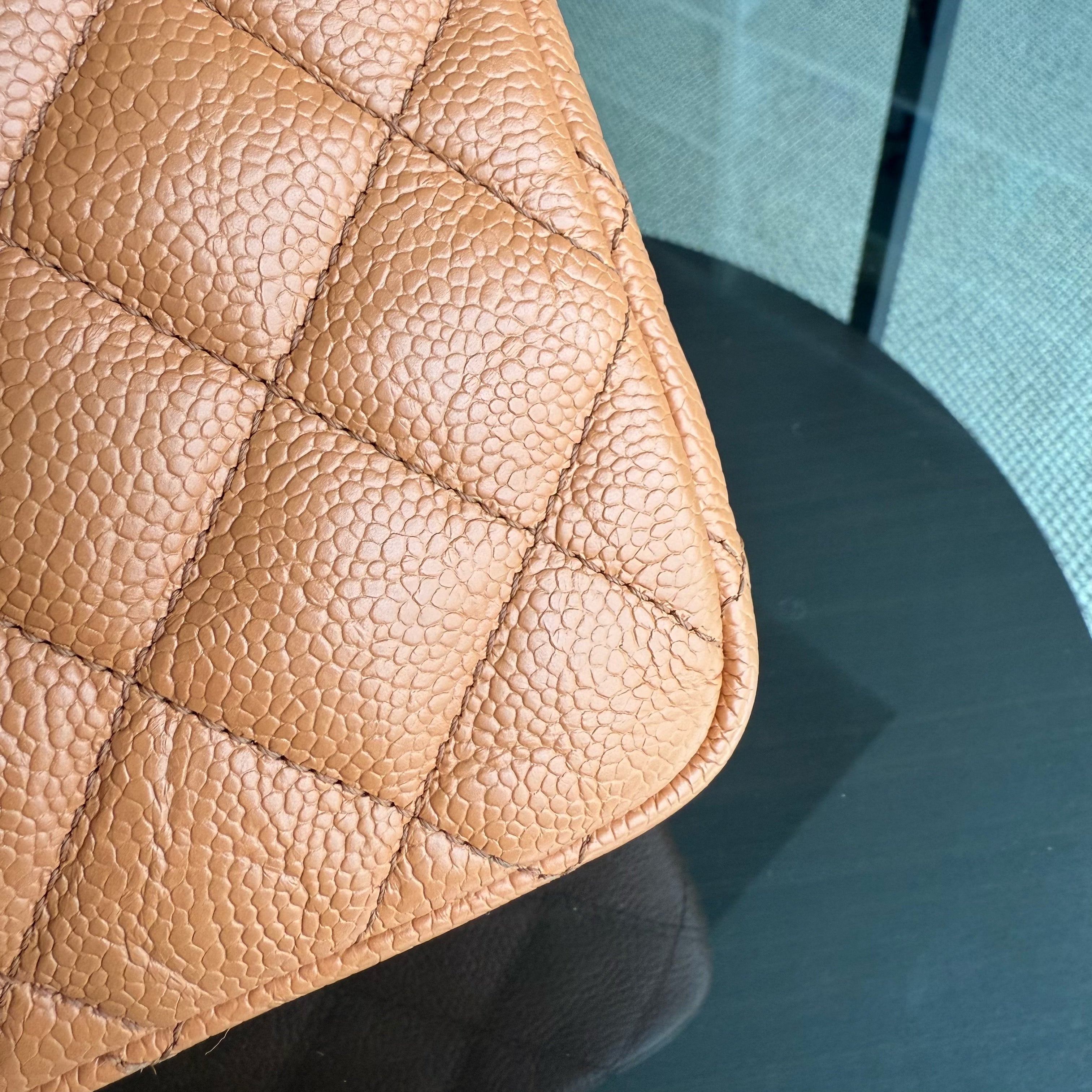 Chanel Seasonal Flap Two-tone - Caviar Quilted Caramel Orange Gold Hardware Series 21