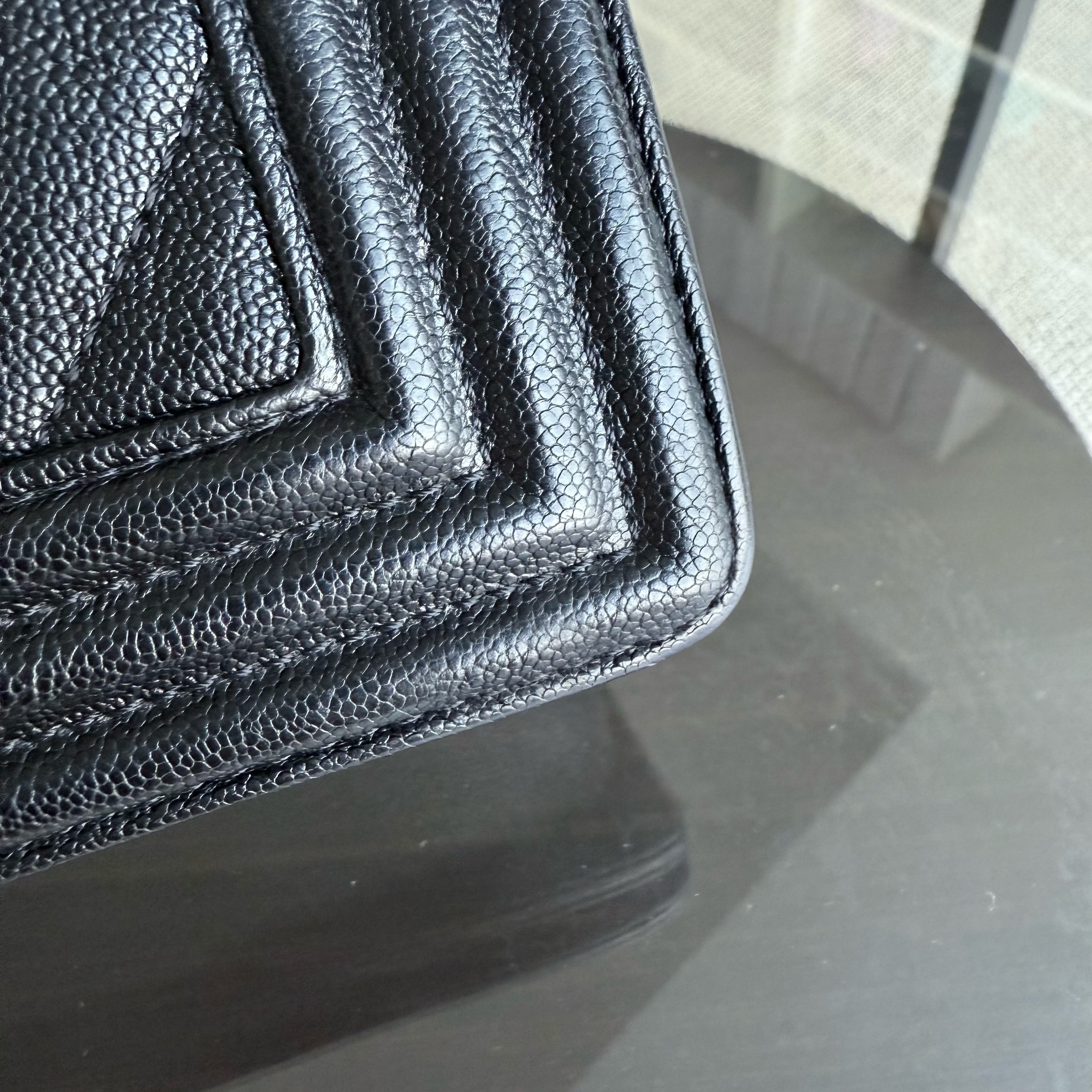 Chanel Boy Medium - Caviar 25CM Chevron Black Gold Hardware