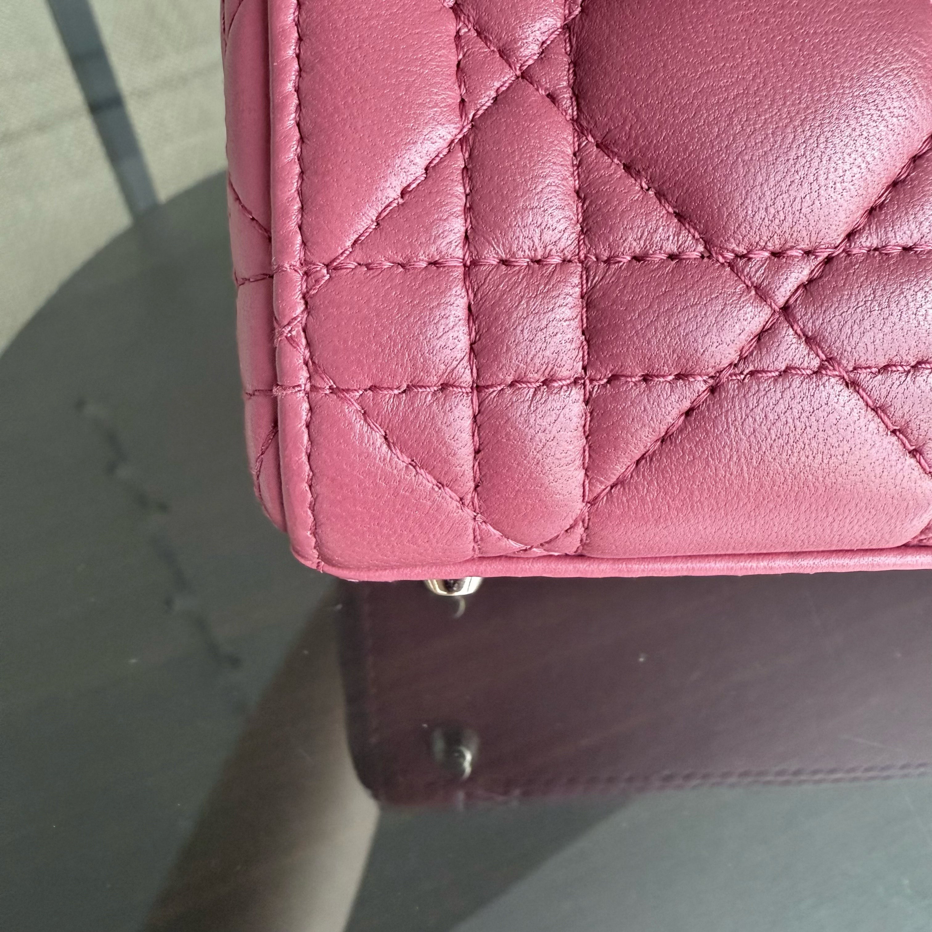 Dior Lady Mini - New Version All Pink Cannage Flap Bag Gold Hardware