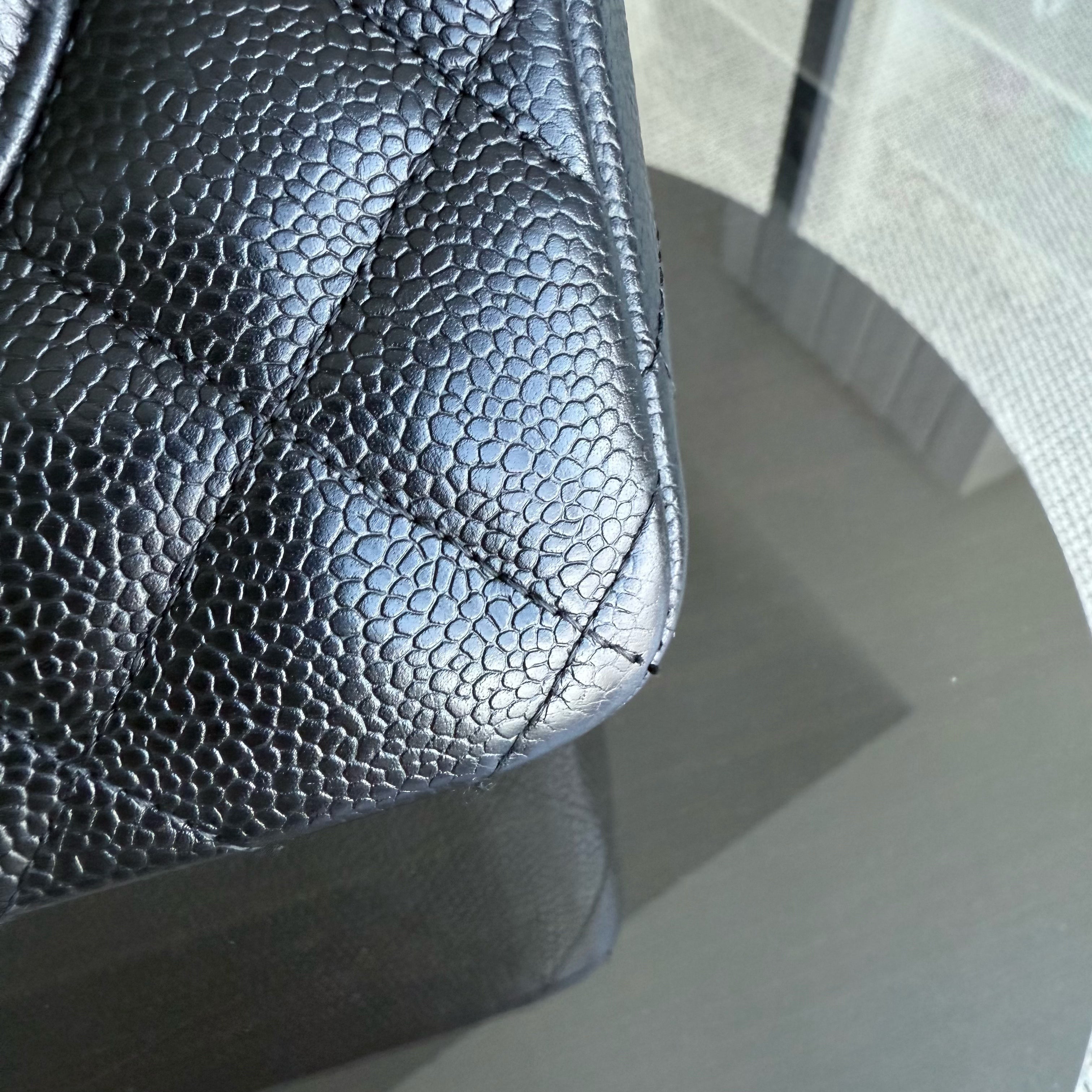 Chanel Classic Flap Jumbo - Caviar Double Flap 30CM Quilted Black Gold Hardware Series 14