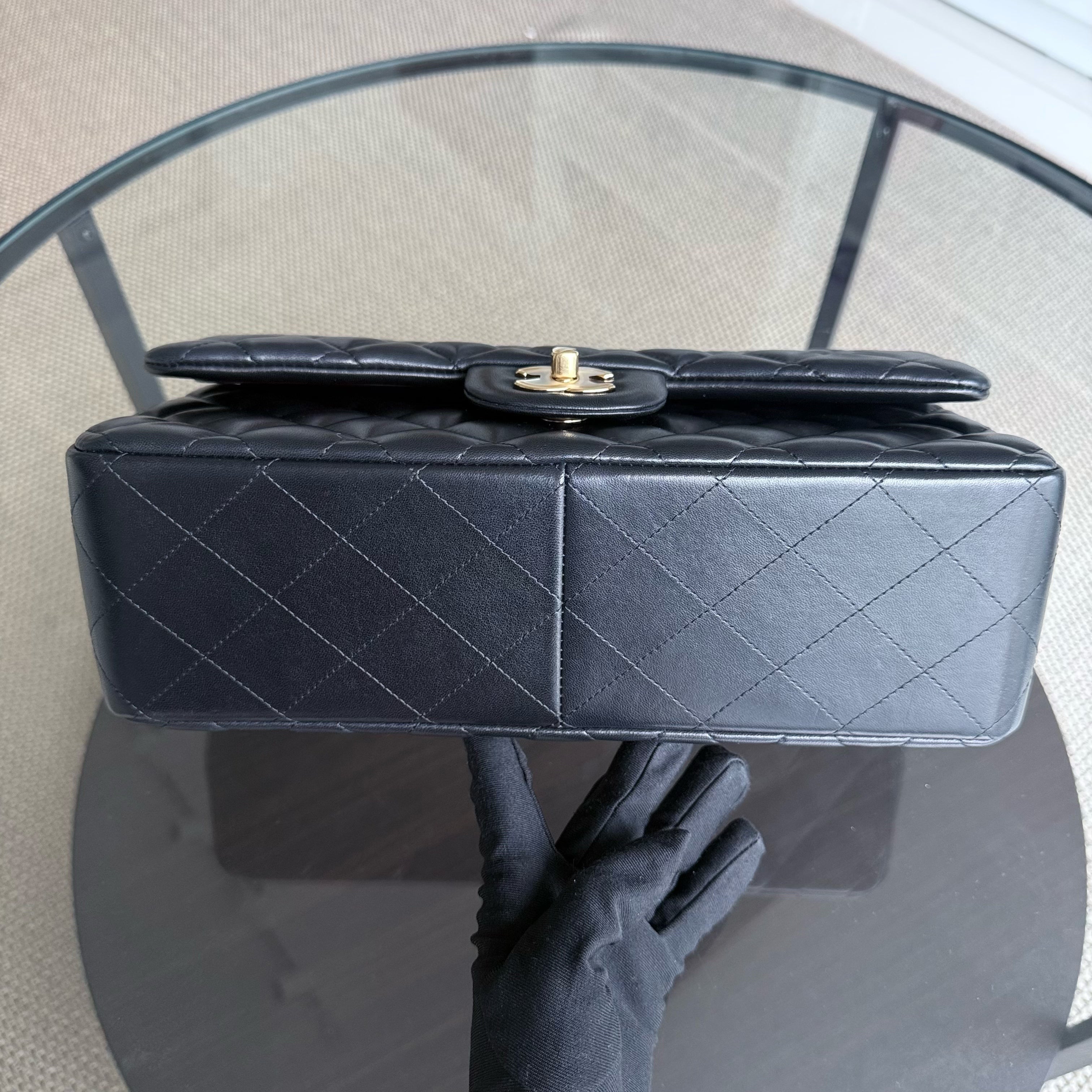 Chanel Classic Flap Jumbo - Double Flap 30CM Quilted Lambskin Black Gold Hardware Series 16