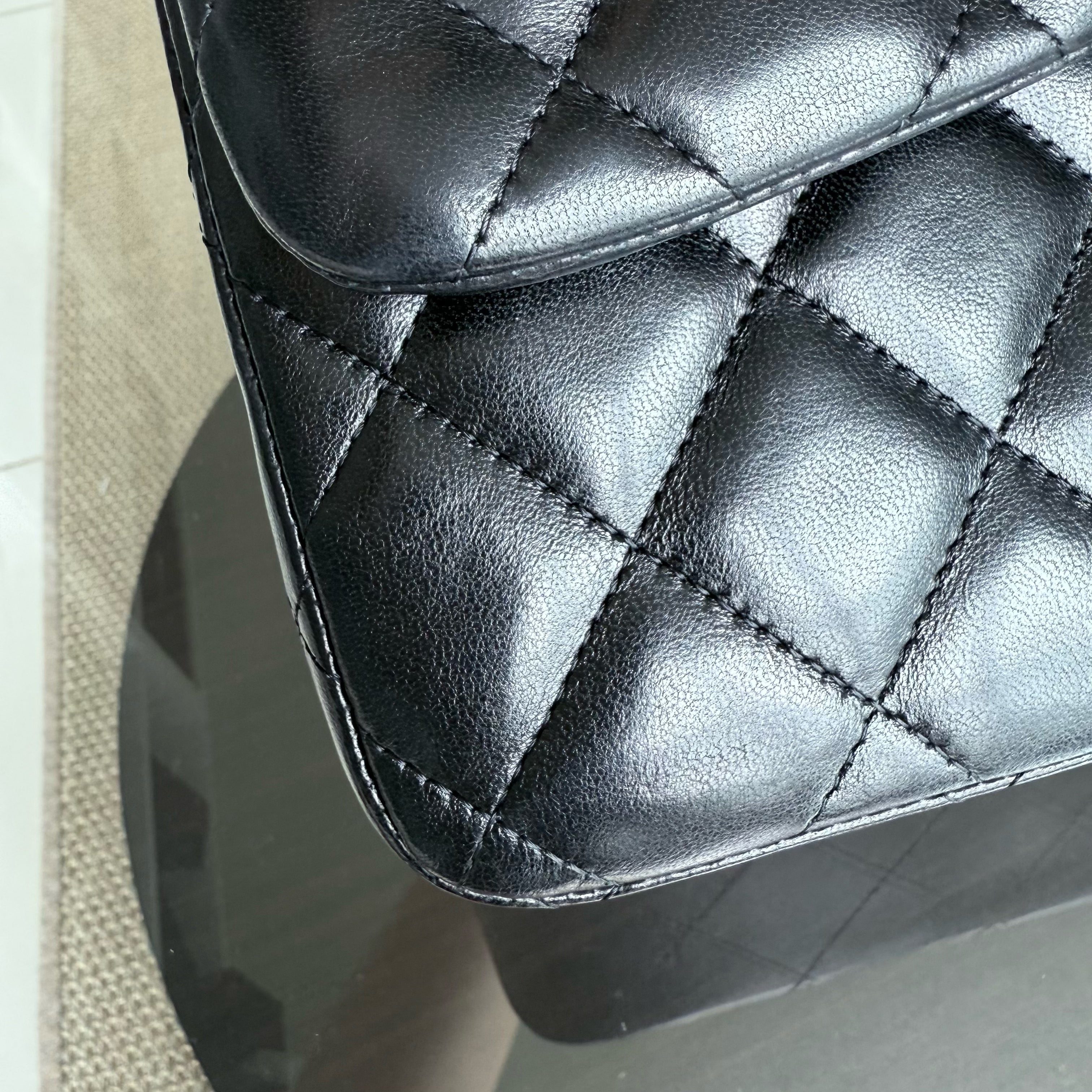 Chanel Classic Flap Jumbo - Double Flap Lambskin 30CM Quilted Lambskin Black Gold Hardware Series 14