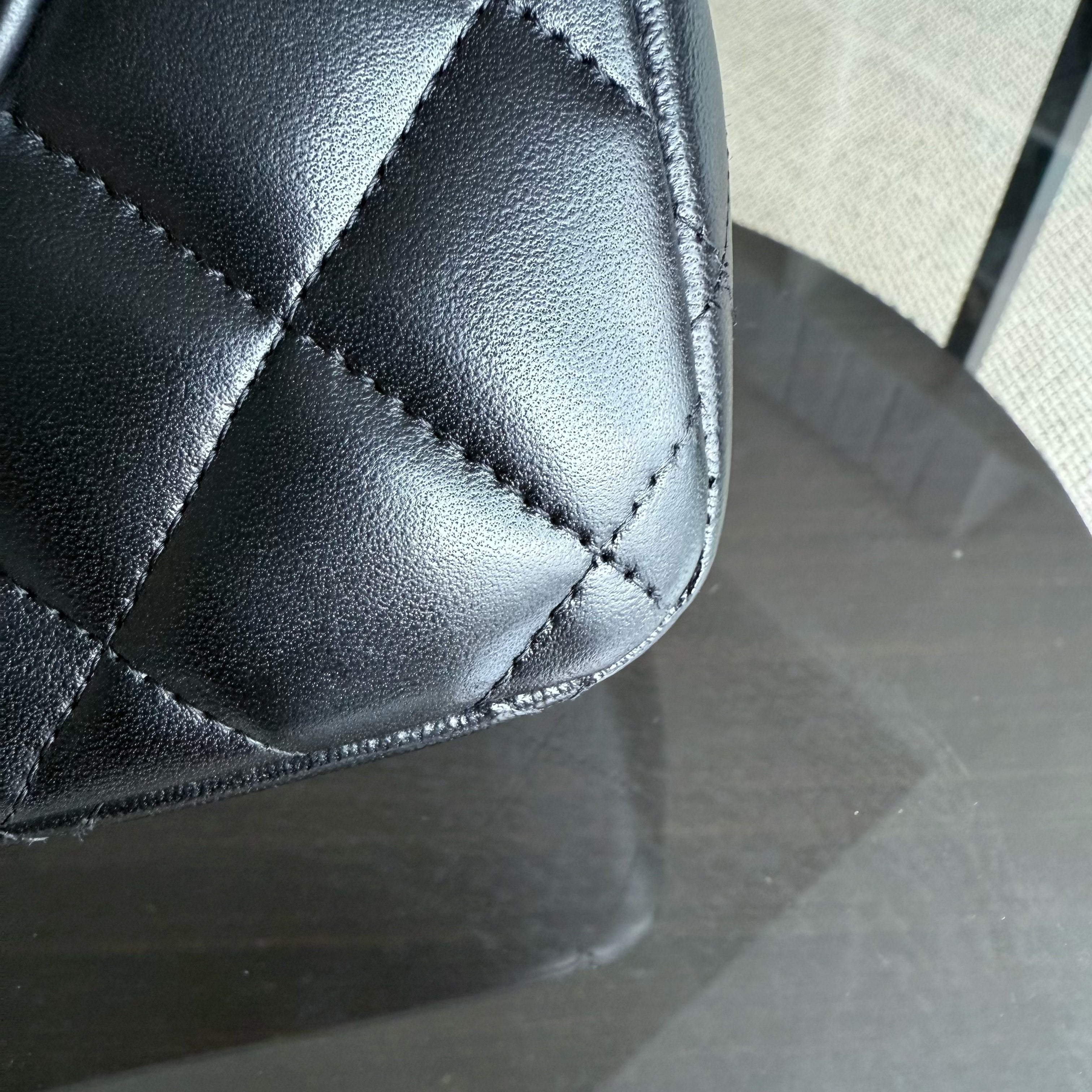 Chanel Classic Flap Jumbo - Double Flap 30CM Quilted Lambskin Black Silver Hardware Series 16