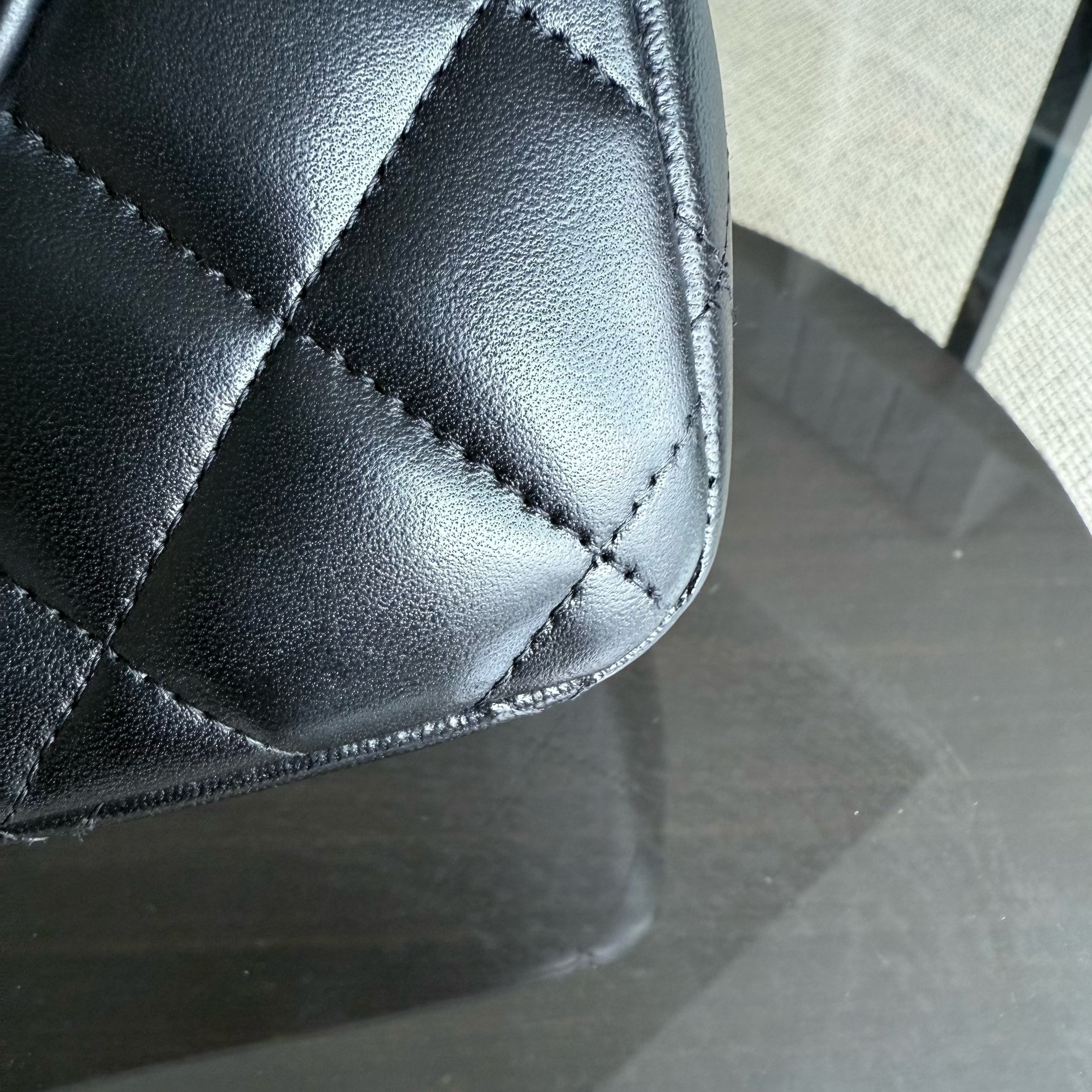 Chanel Classic Flap Jumbo - Double Flap 30CM Quilted Lambskin Black Silver Hardware