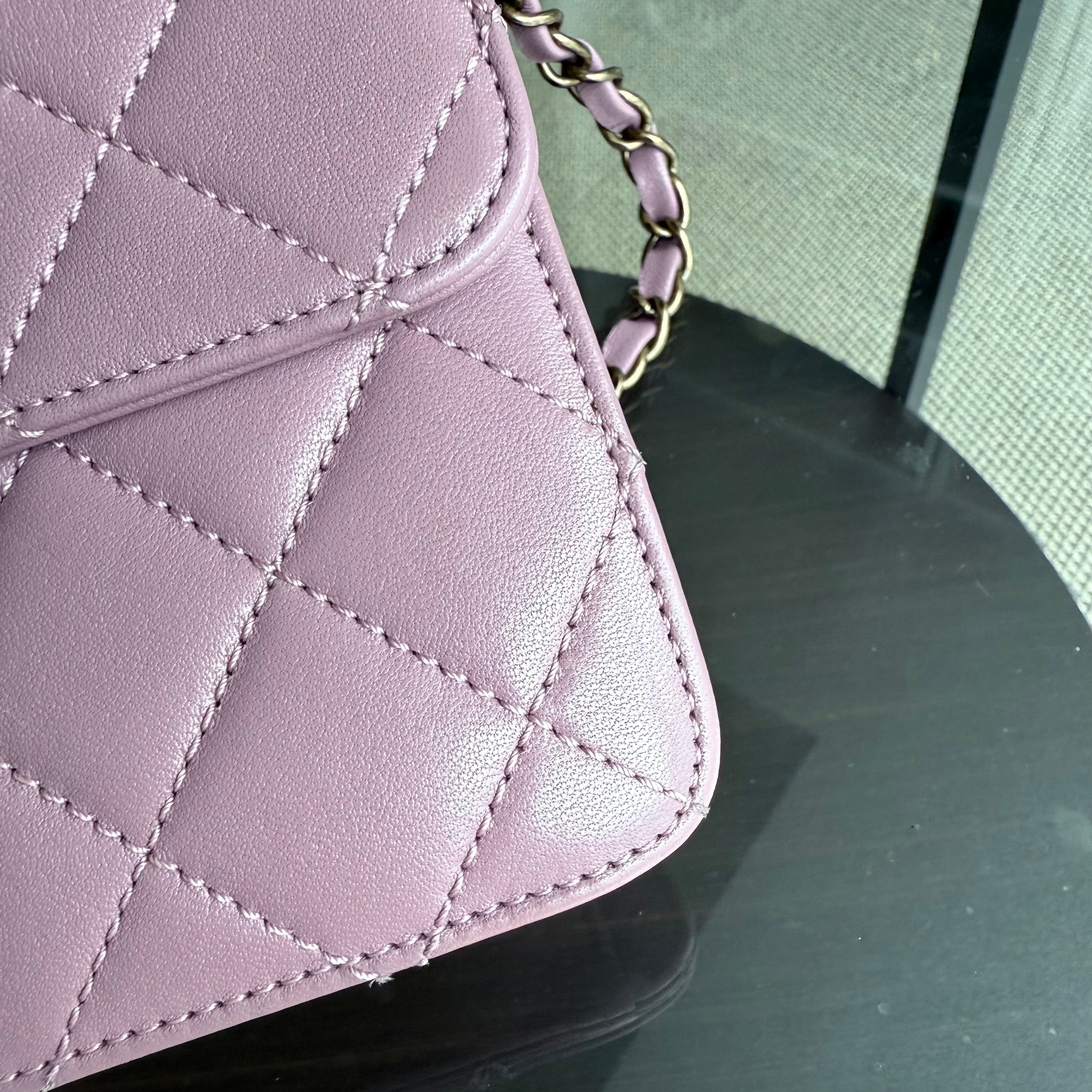 Chanel Beauty Lock Flap - 28CM Quilted Sheetskin Pink Gold Hardware Series 22