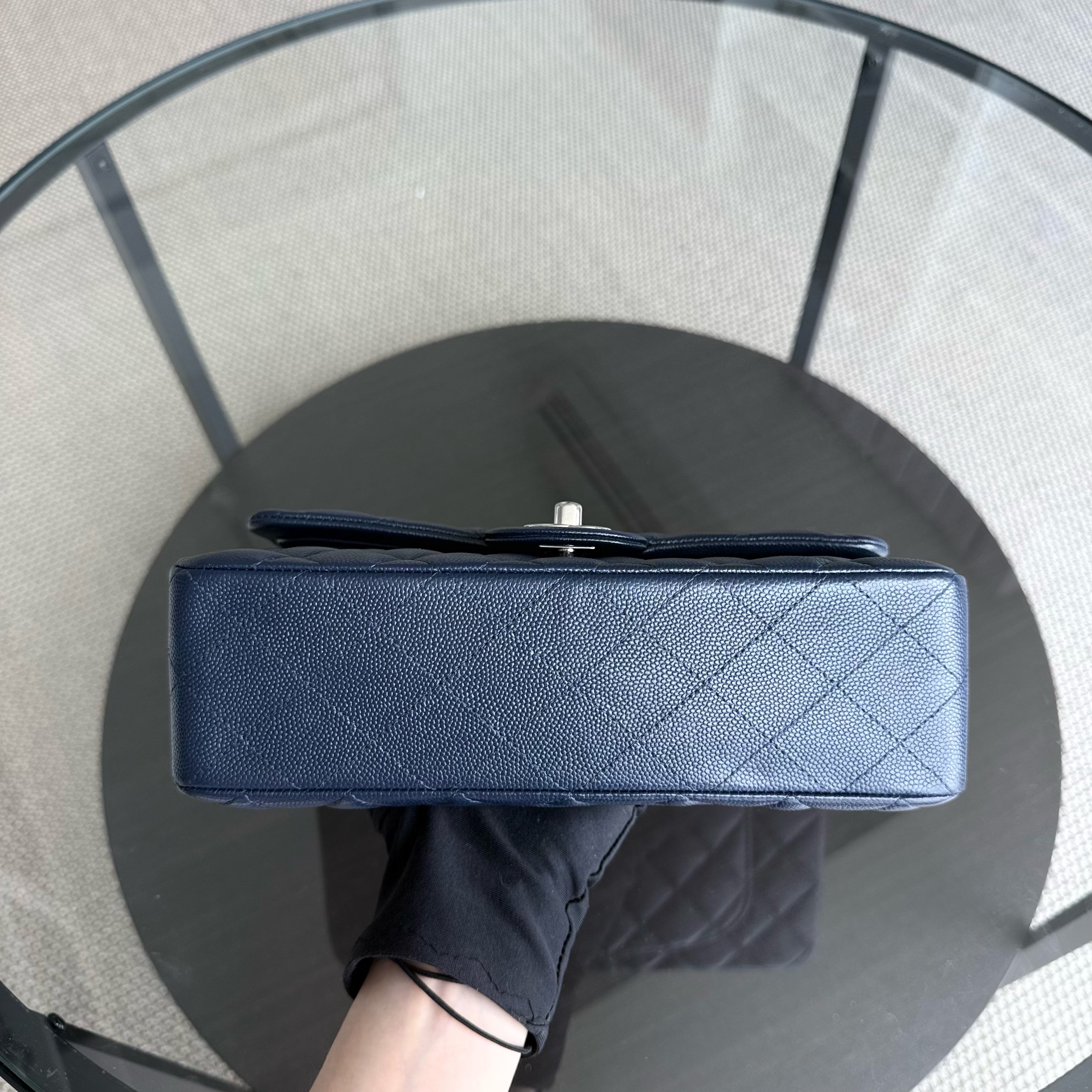Chanel Classic Flap Small - Caviar 23CM Quilted Midnight Blue Silver Hardware Series 24