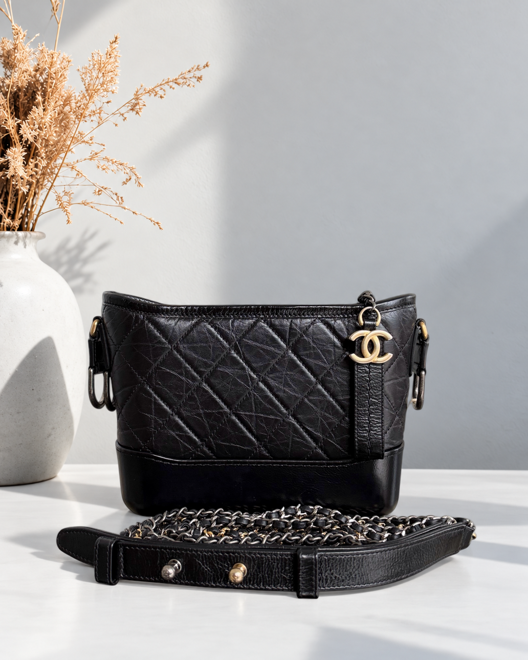 Chanel Gabrielle Small - Aged Calfskin Black Mixed Gold Hardware Series 26
