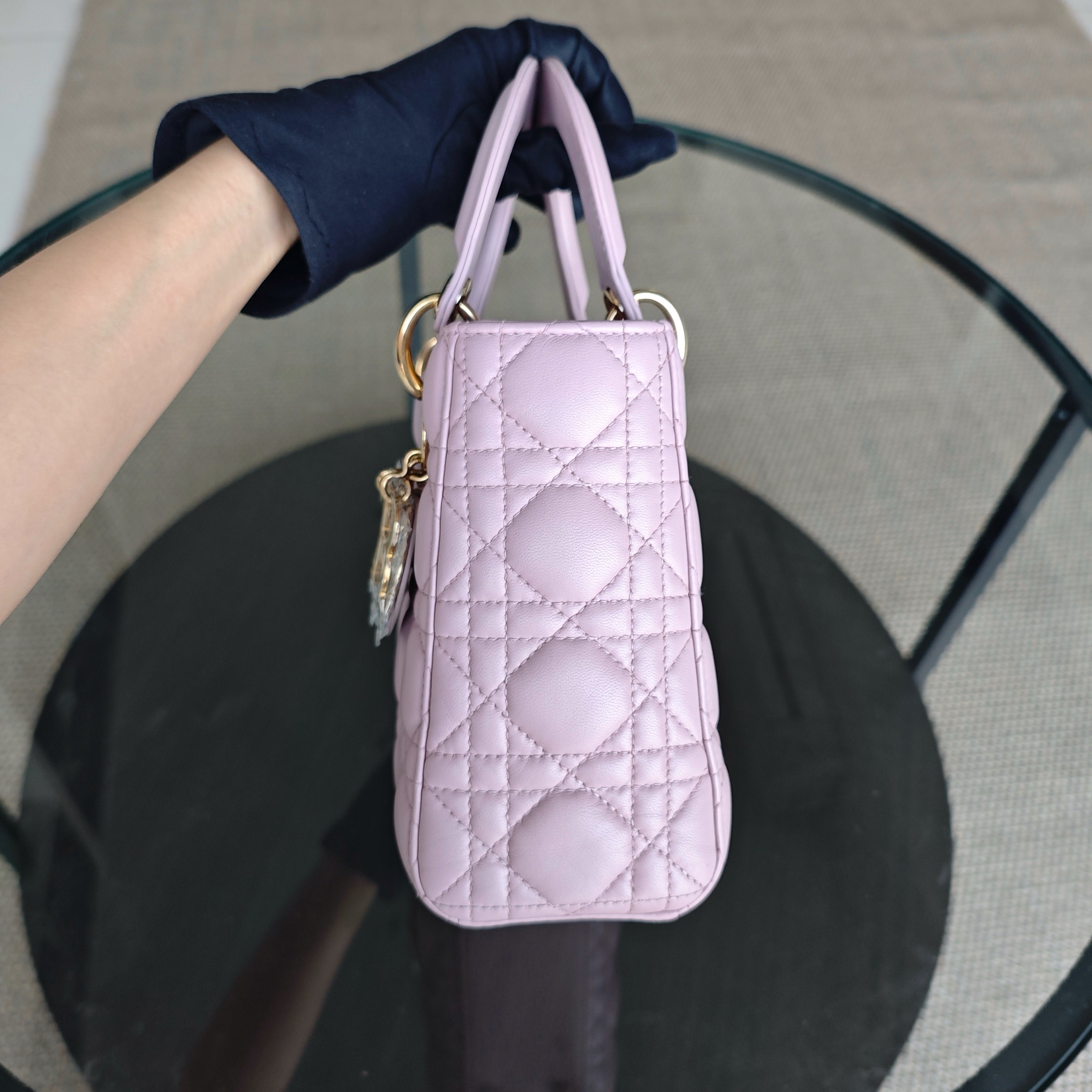 Dior Lady Small - Cannage Lambskin Pink Gold Hardware