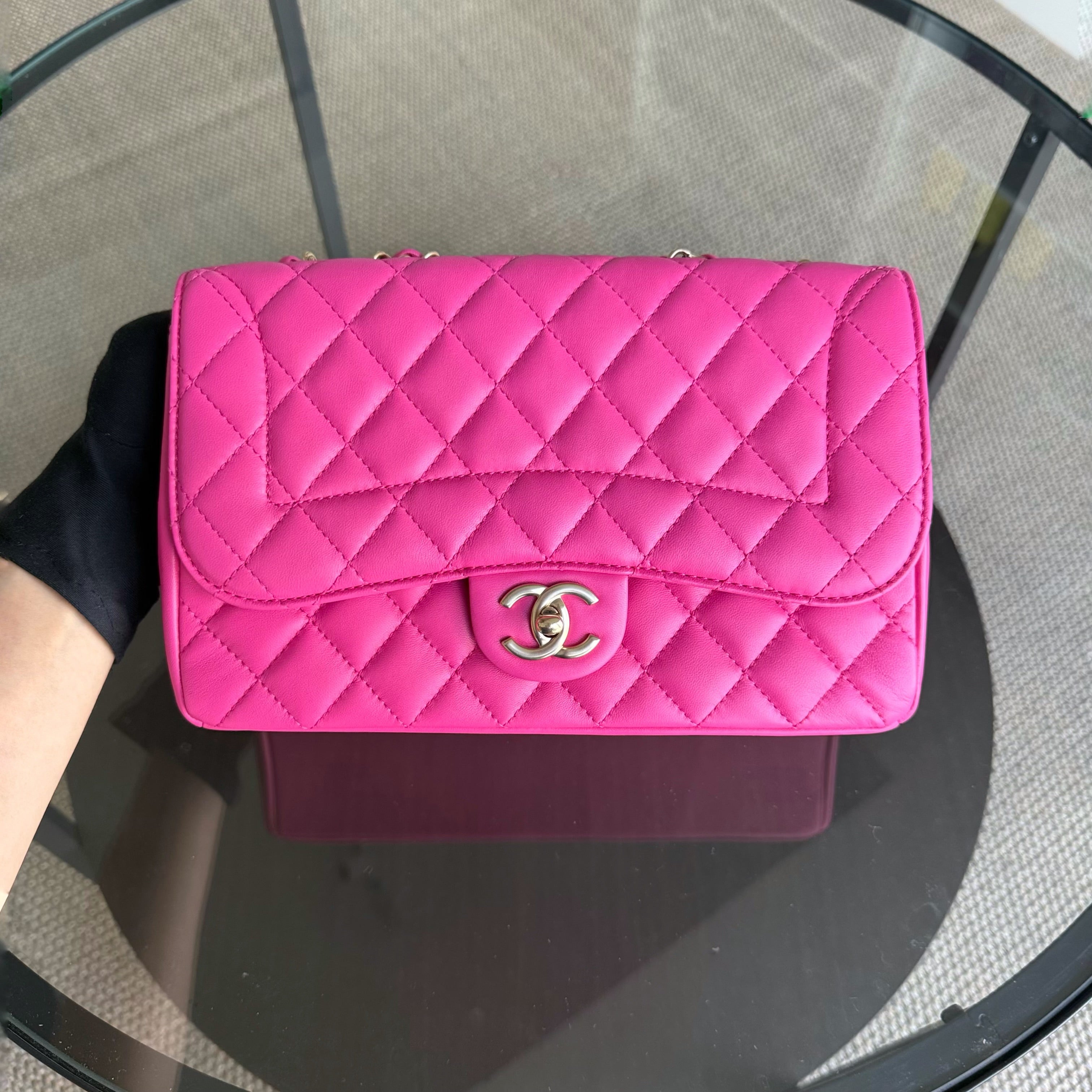 Chanel Chic Flap Seasonal Flap Medium - 25CM Quilted Lambskin Pink Gold Hardware Series 21
