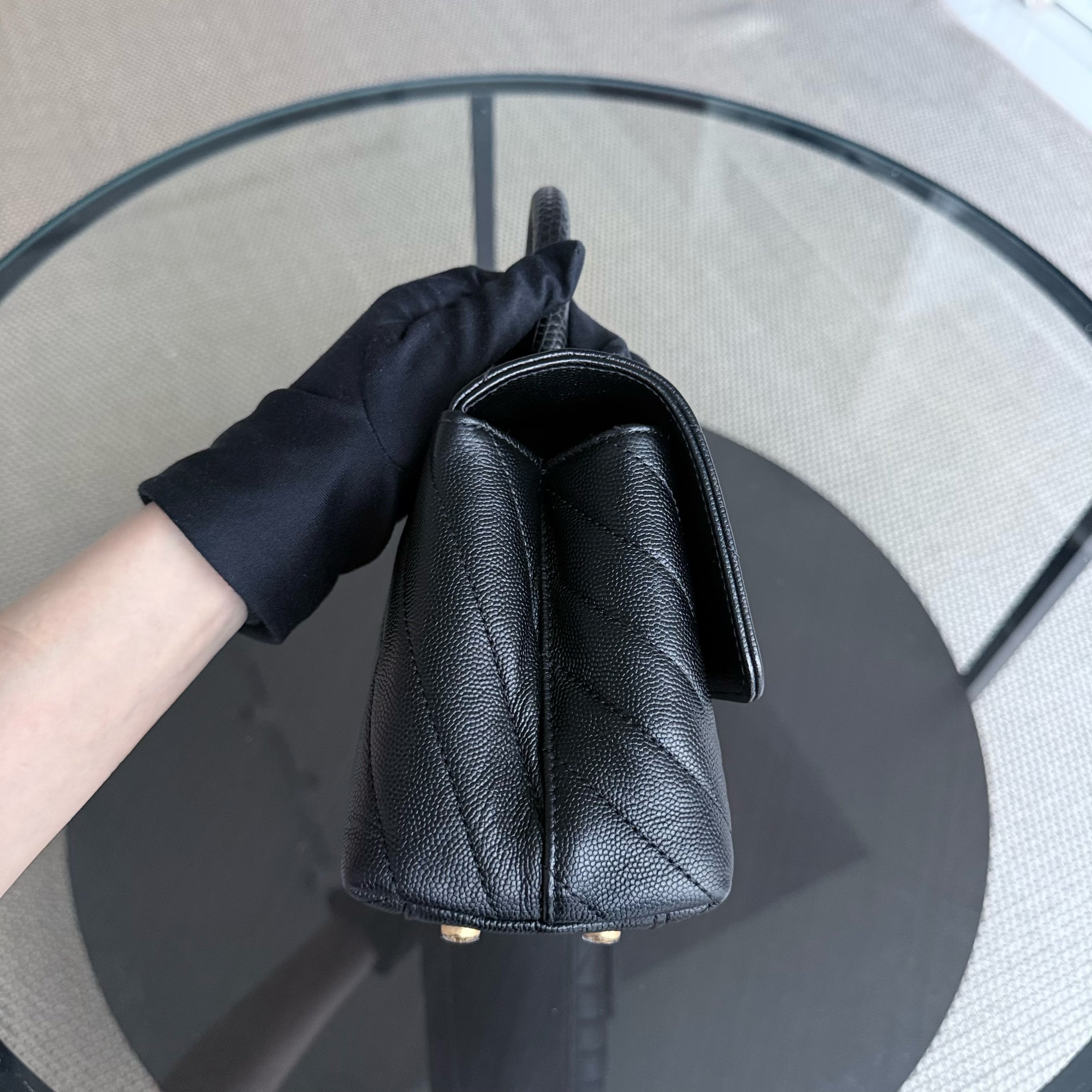 Chanel Coco Handle Small - Caviar Chevron Grained Calfskin Black Gold Hardware Series 26