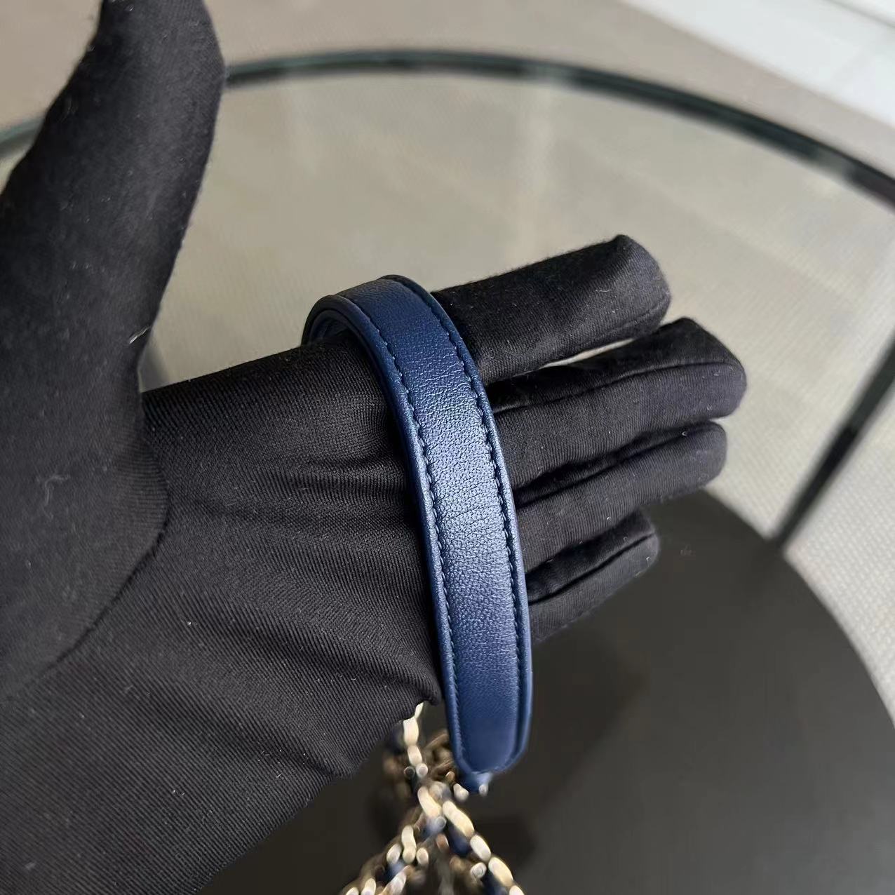 2020 Elegant Resin Chain Classic Flap Quilted Lambskin Dark Blue Two-Tone Golden Hardware No 29