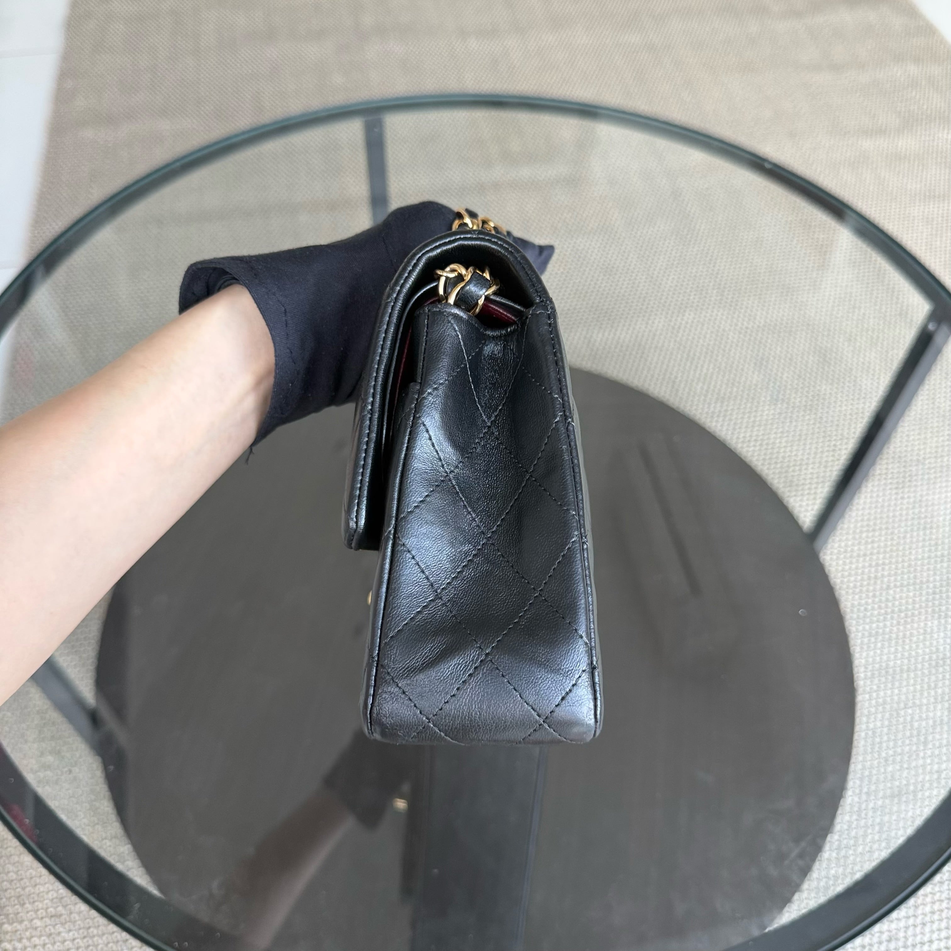 Chanel Classic Flap Medium - 25CM Quilted Lambskin Black Gold Hardware Series 23