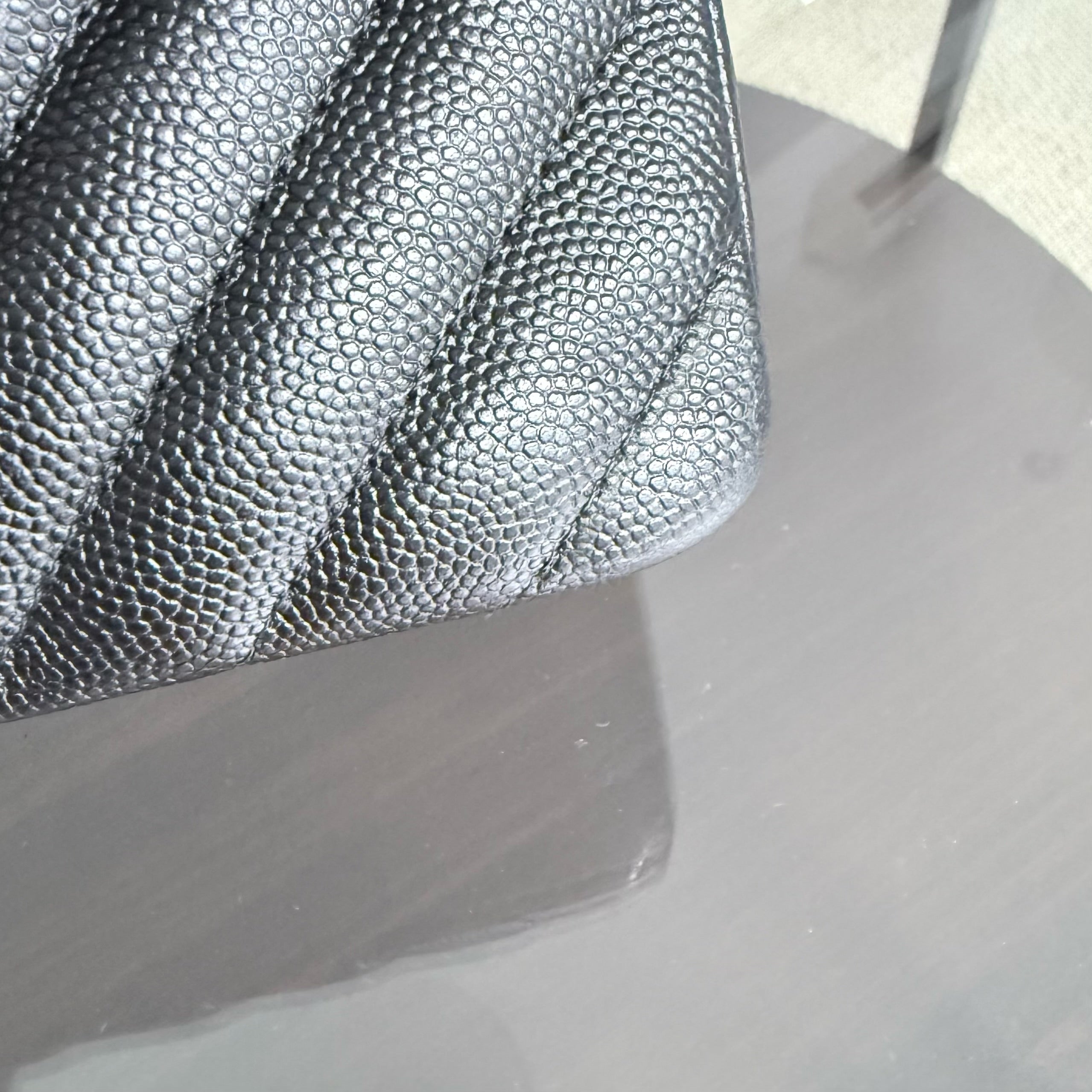 Chanel Classic Flap Small - Caviar 23CM Chevron Black Silver Hardware Series 25