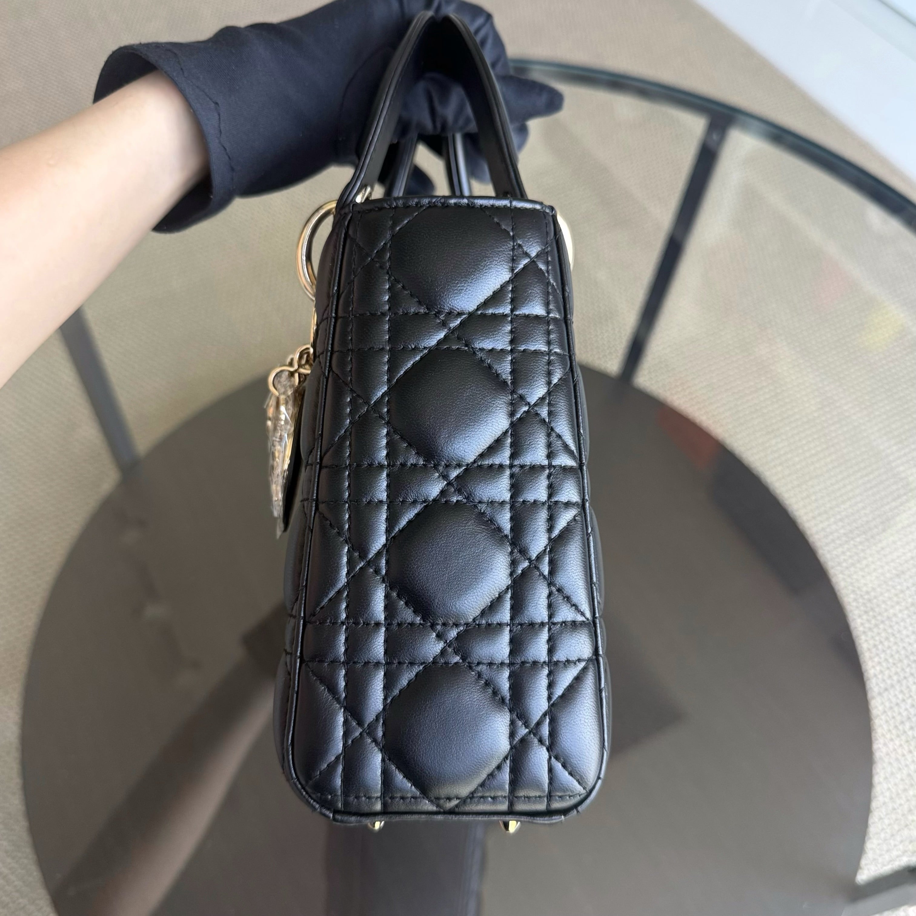 Dior Lady Small Flap MyABC - Cannage Lambskin Black Gold Hardware ABC Charm