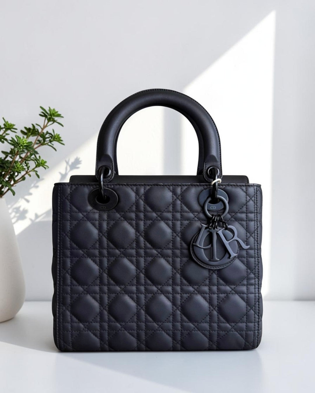 *Flap Open* Dior Lady Medium - Calfskin So Black Black Hardware NO STRAP