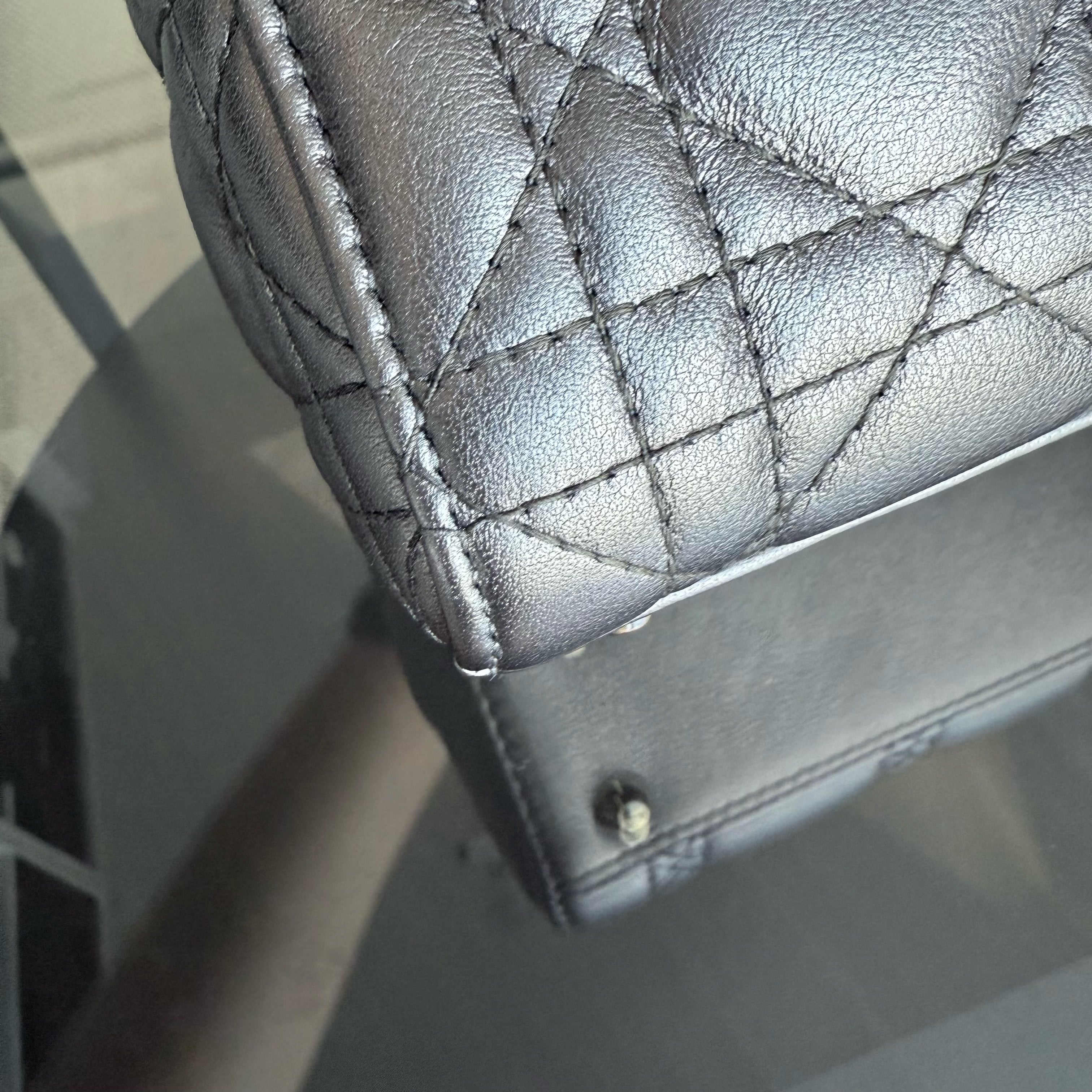 Dior Lady Mini - Cannage Calfskin Gunmetal Gold Hardware Chain Strap