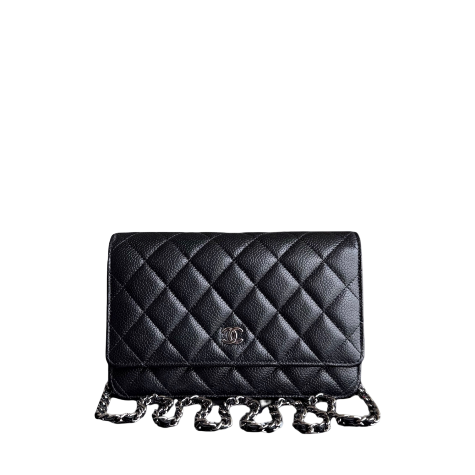 Chanel WOC - Bag Wallet On Chain Quilted Caviar Black Silver Hardware Microchip