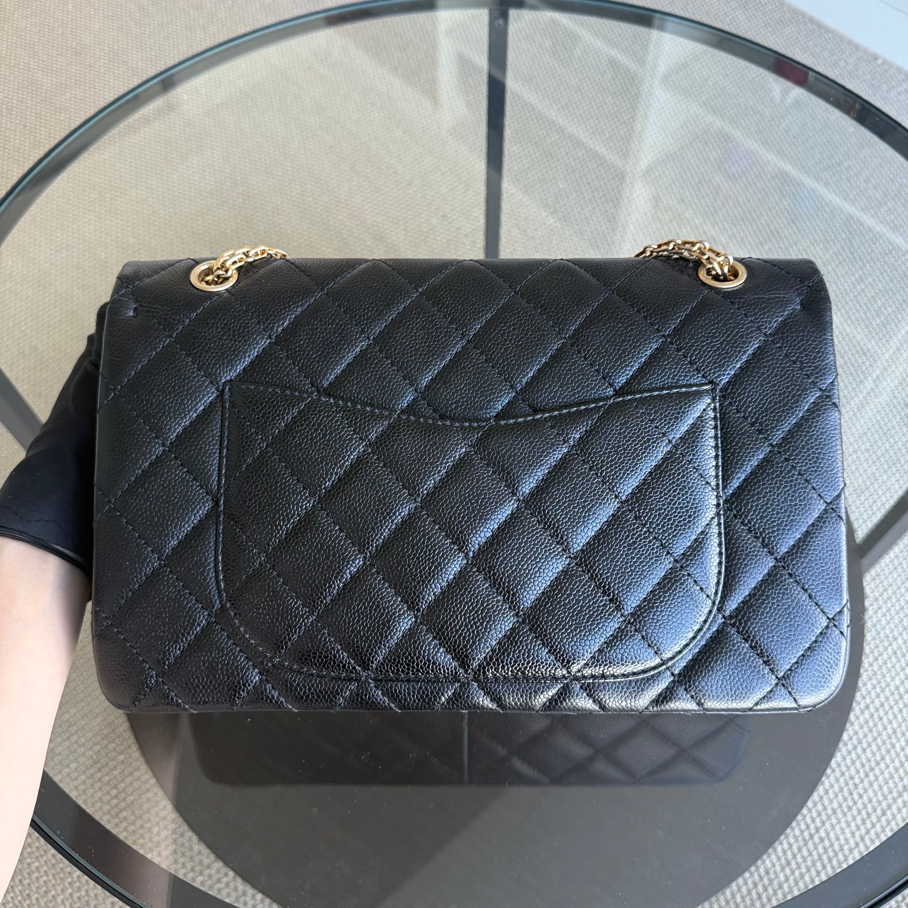 Chanel 2.55 Reissue 227 - Caviar Quilted Black Aged Gold Hardware Series 18