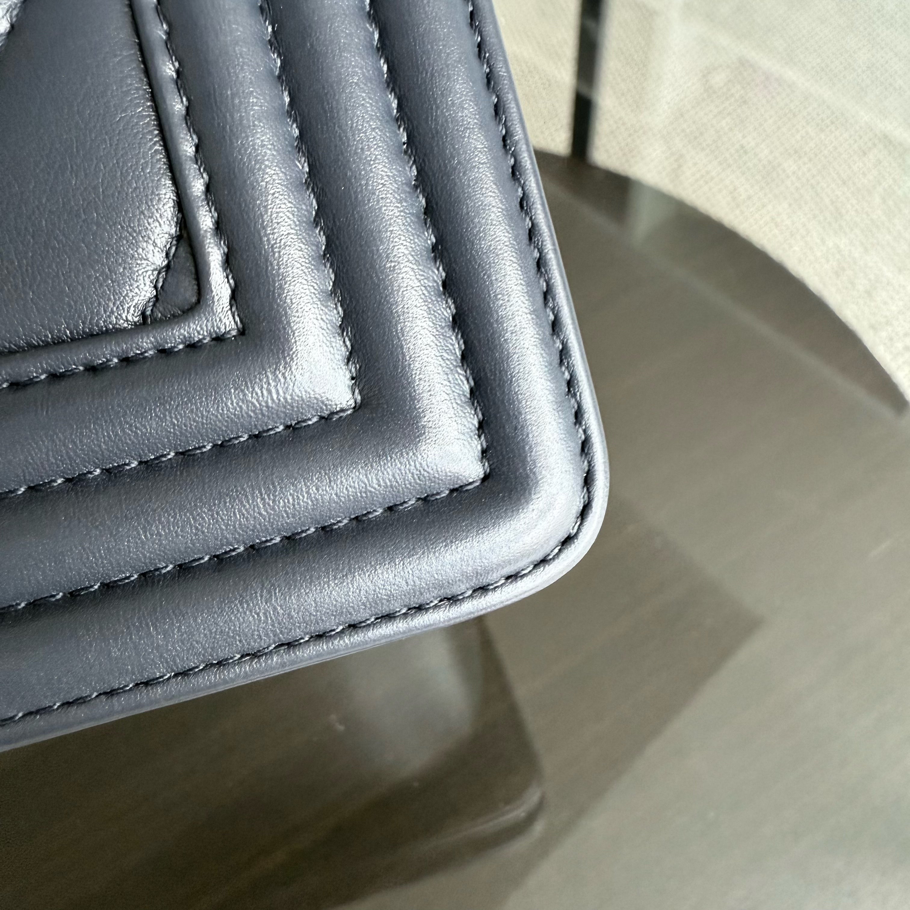Chanel Boy Medium - 25CM Quilted Calfskin Dark Blue Silver Hardware Series 22