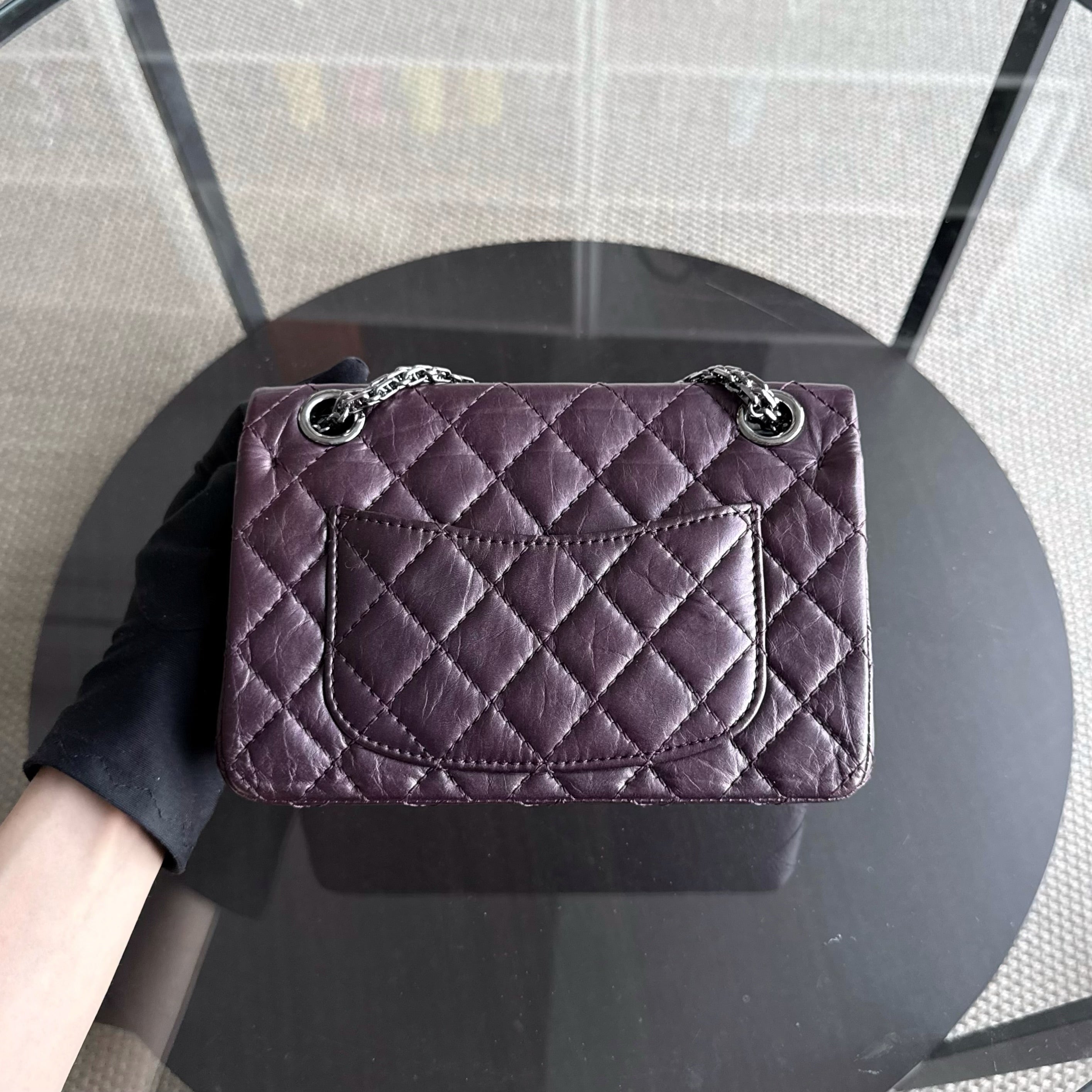 Chanel 2.55 Reissue Mini - 20CM Quilted Calfskin Purple Silver Hardware Series 16