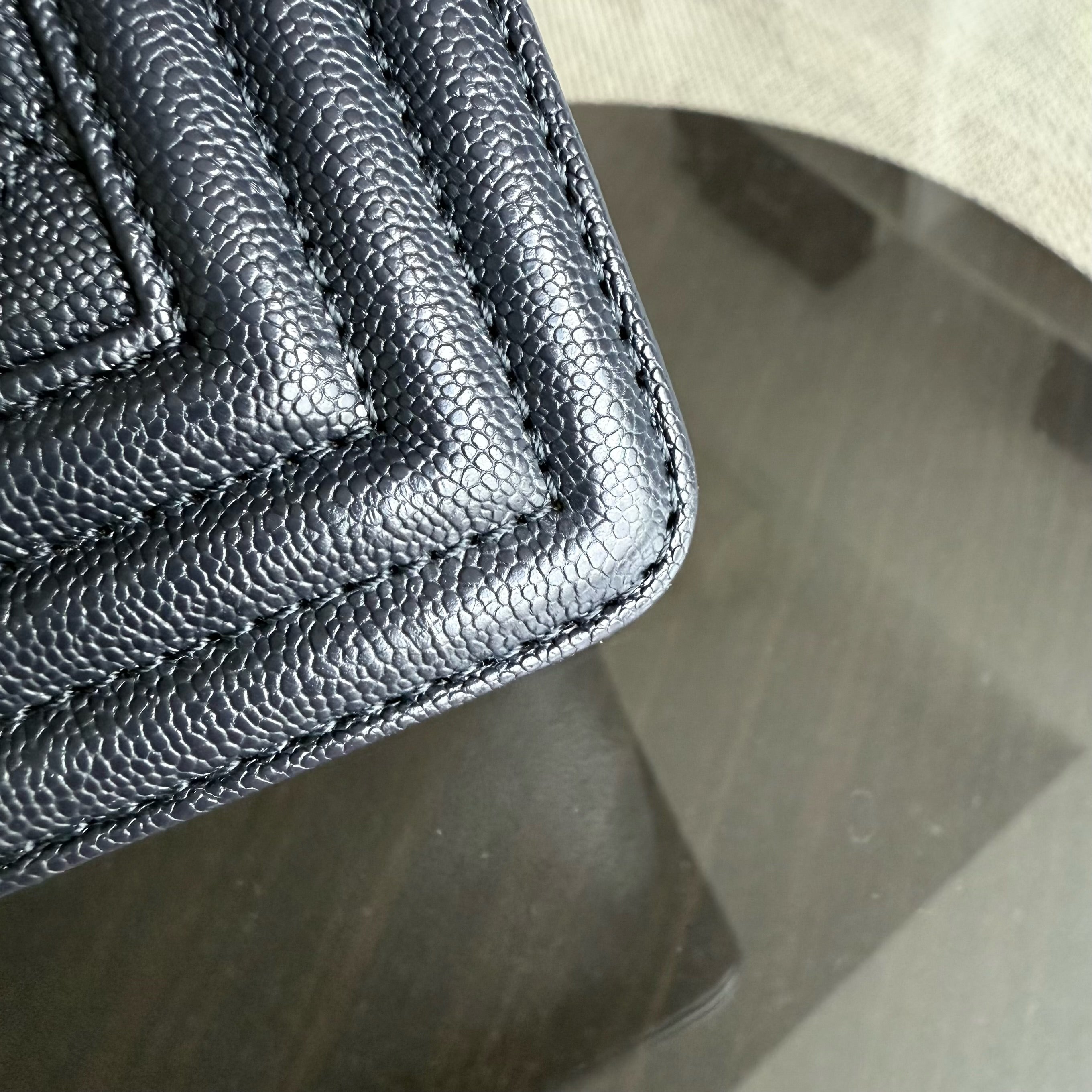 Chanel Boy Medium - Caviar 25CM Quilted Midnight Dark Blue Gold Hardware Series 26