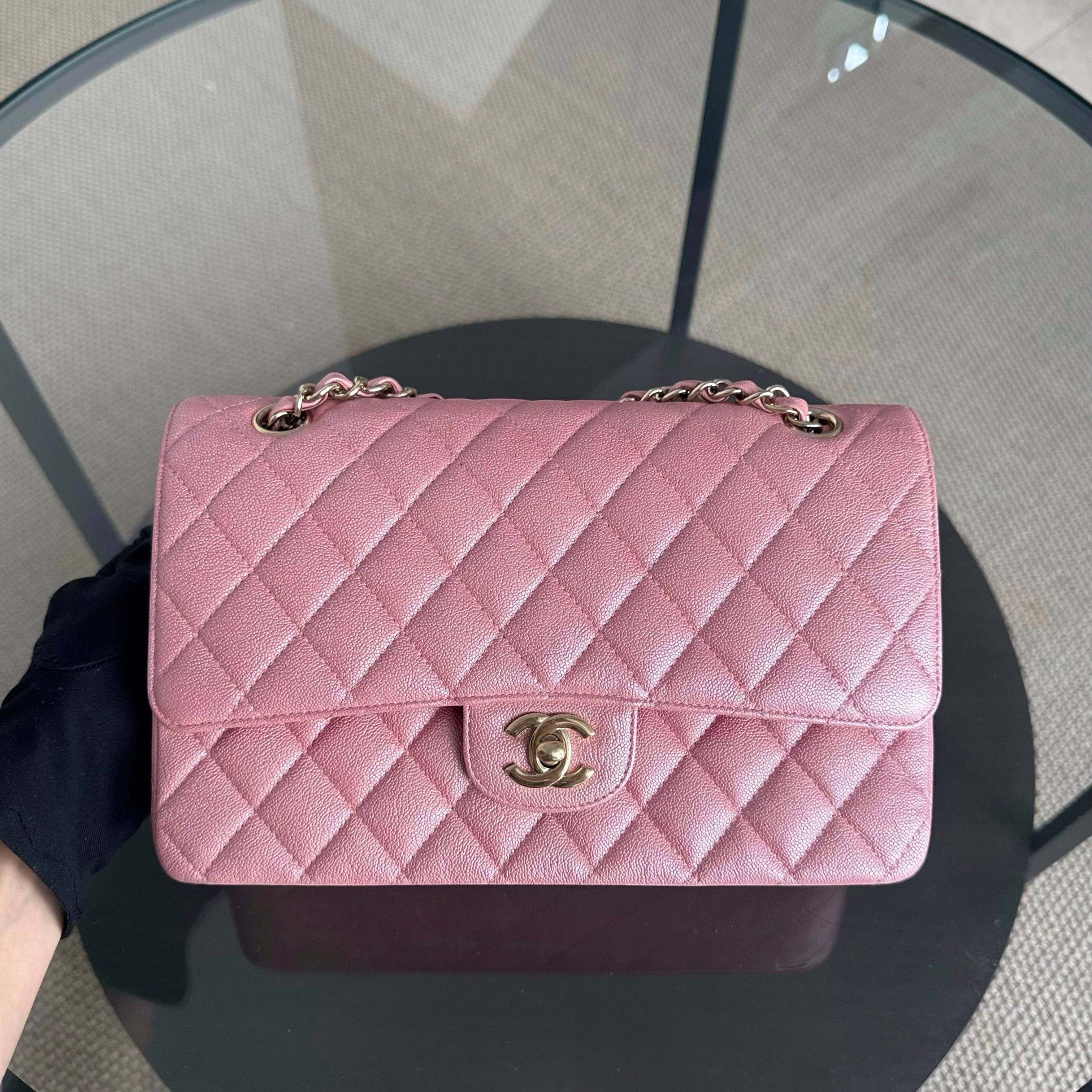 Chanel Classic Flap Medium - 25CM Quilted Caviar Light Pink Gold Hardware Series 27