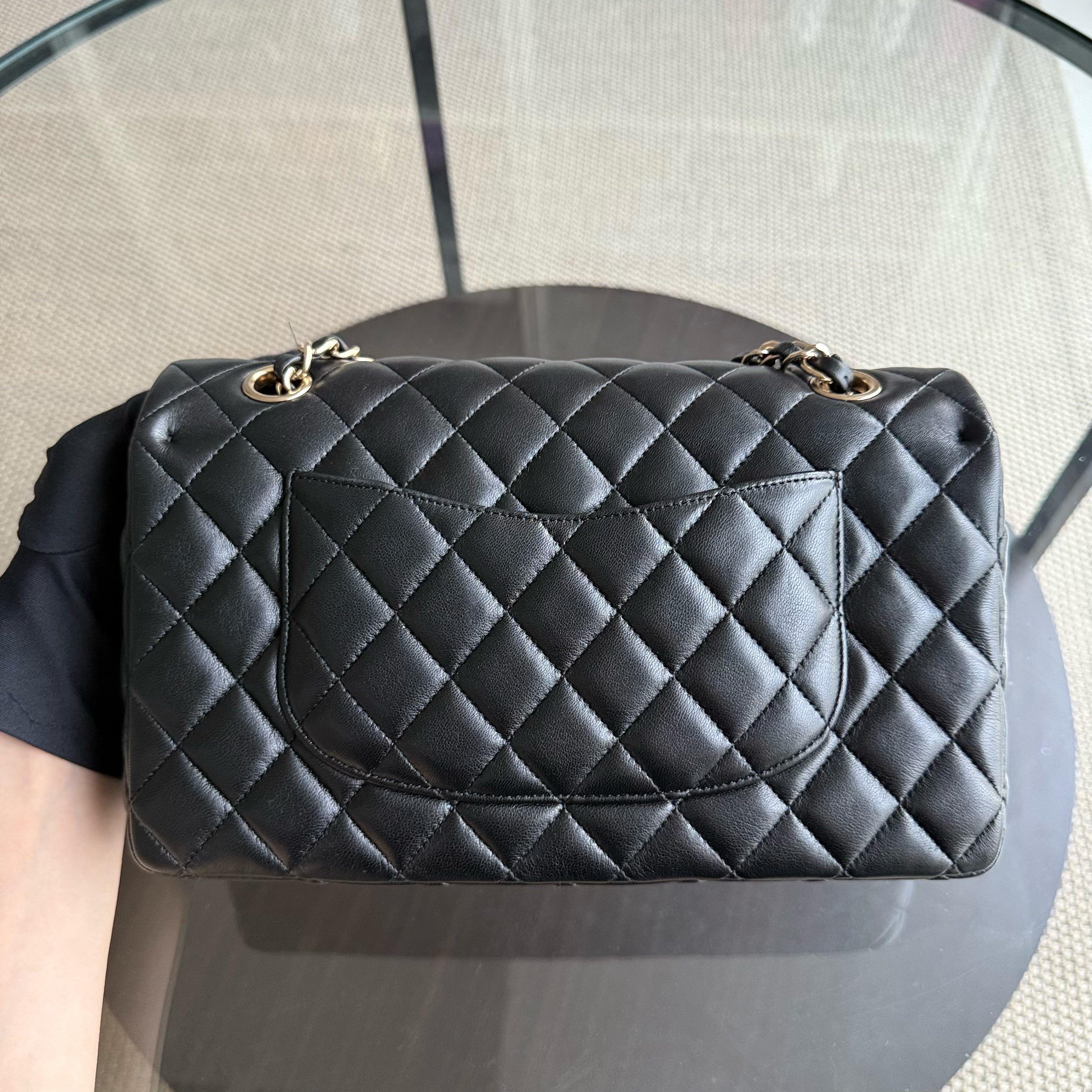 Chanel Classic Flap Medium - Special Valentine Edition 25CM Quilted Lambskin Black Gold Hardware Series 19