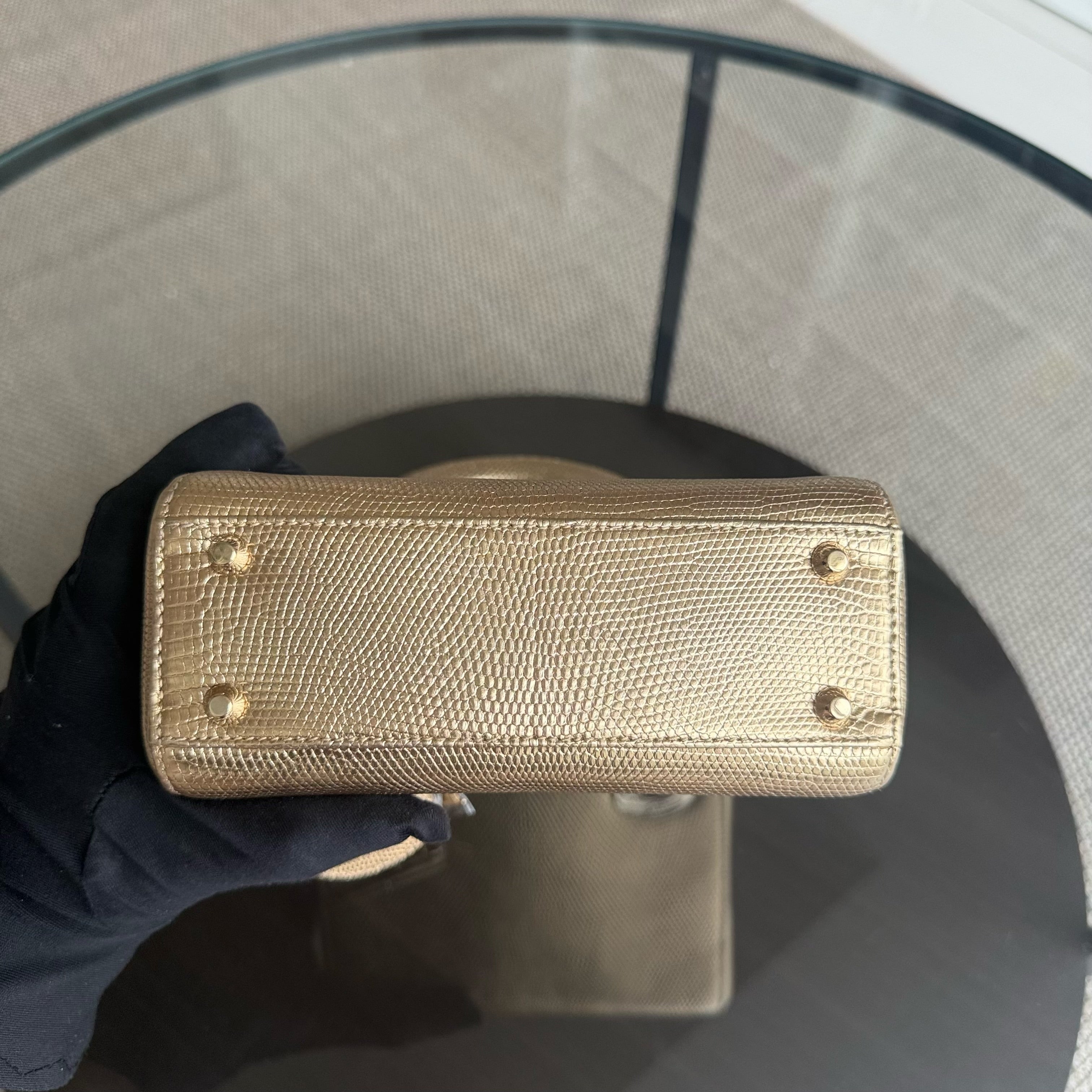 Dior Lady Mini - Exotic Lizard Gold Gold Hardware