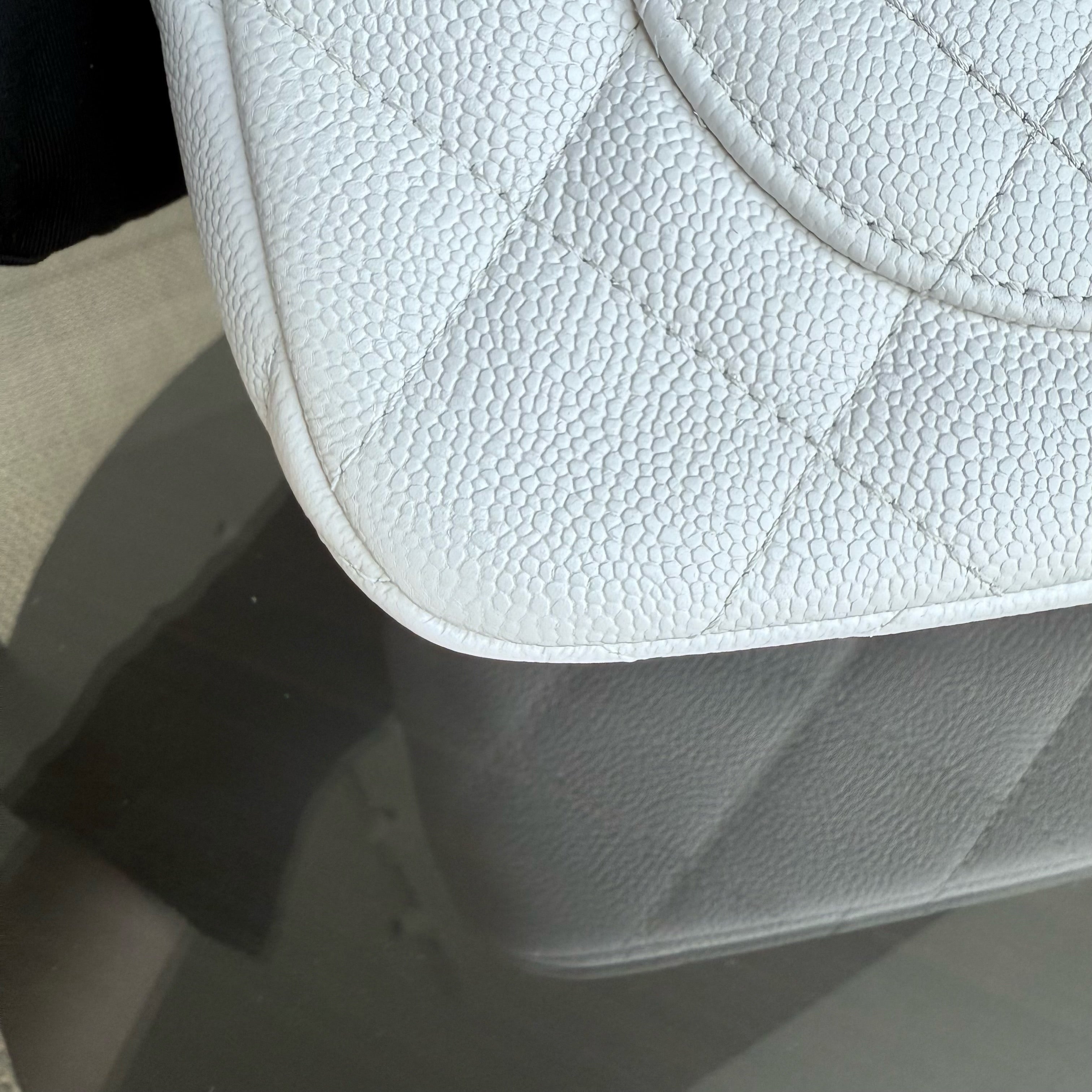 Chanel Flap Medium 25CM Sweetheart 23P Adjustable Chain - Caviar Quilted White Gold Hardware Microchip