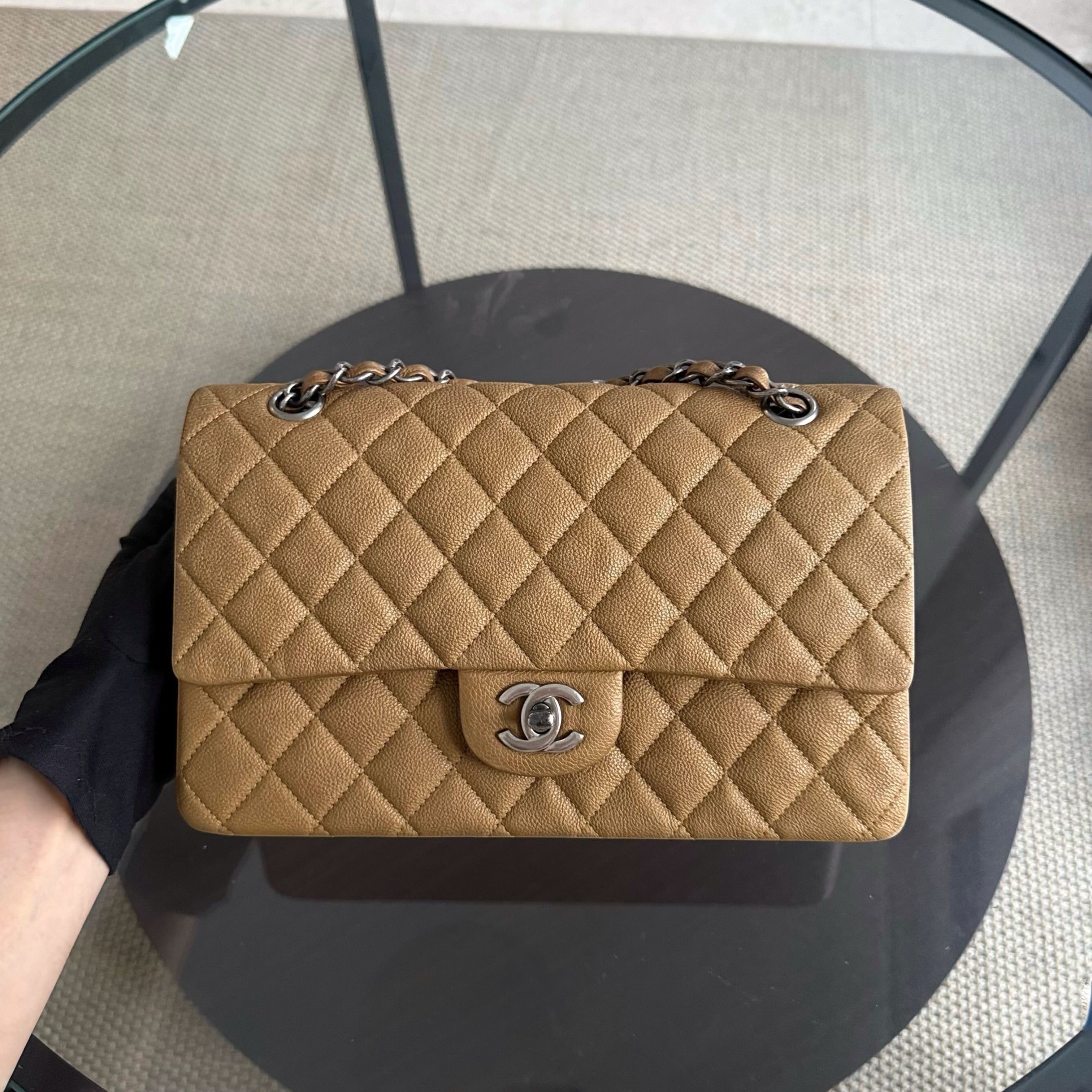 Chanel Classic Flap Medium - 25CM Caviar Quilted Bronze Color Ruthenium Silver Hardware Series 17