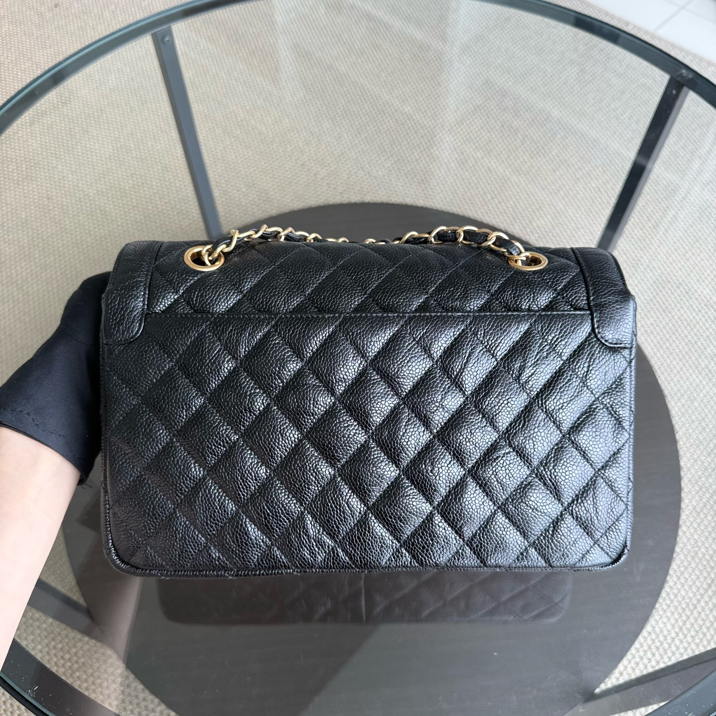 Chanel Seasonal Two-tone Flap Medium - Caviar Quilted Black Gold Hardware Series 22