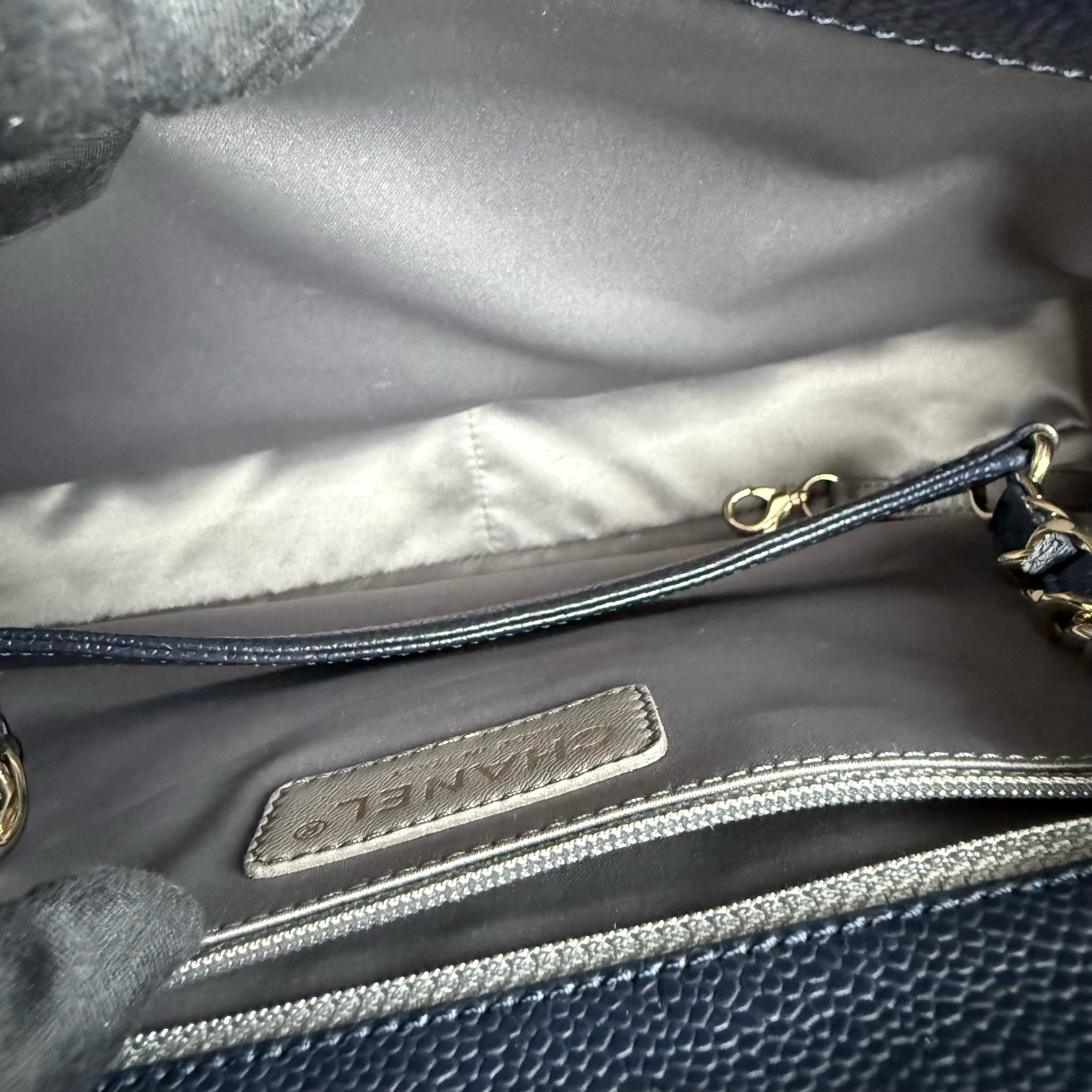 Chanel GST Grand Shopping Tote - Caviar Quilted Grained Calfskin Dark Navy Blue Gold Hardware Series 19