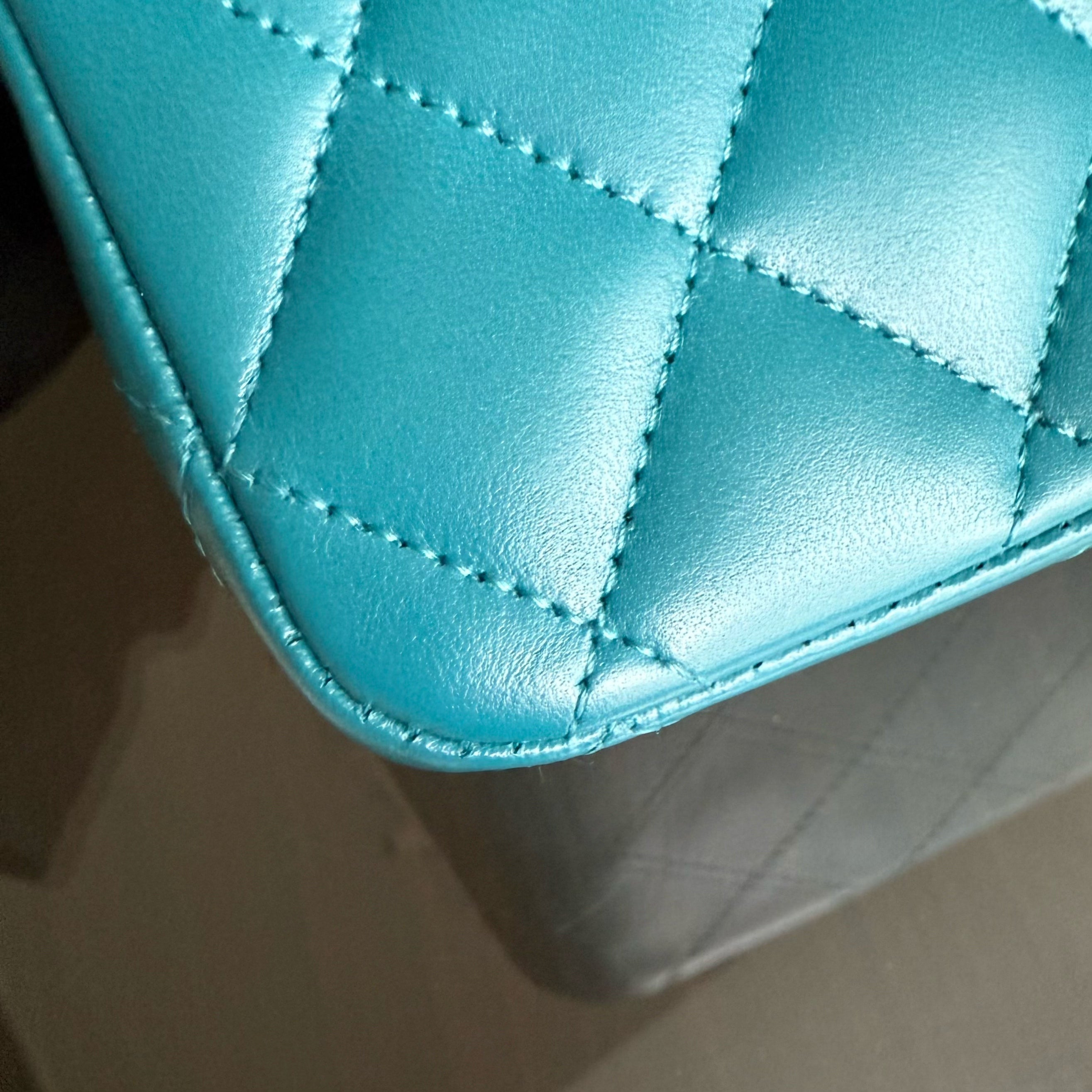 Chanel Classic Flap Medium - 25CM Quilted Lambskin Blue Silver Hardware Series 15
