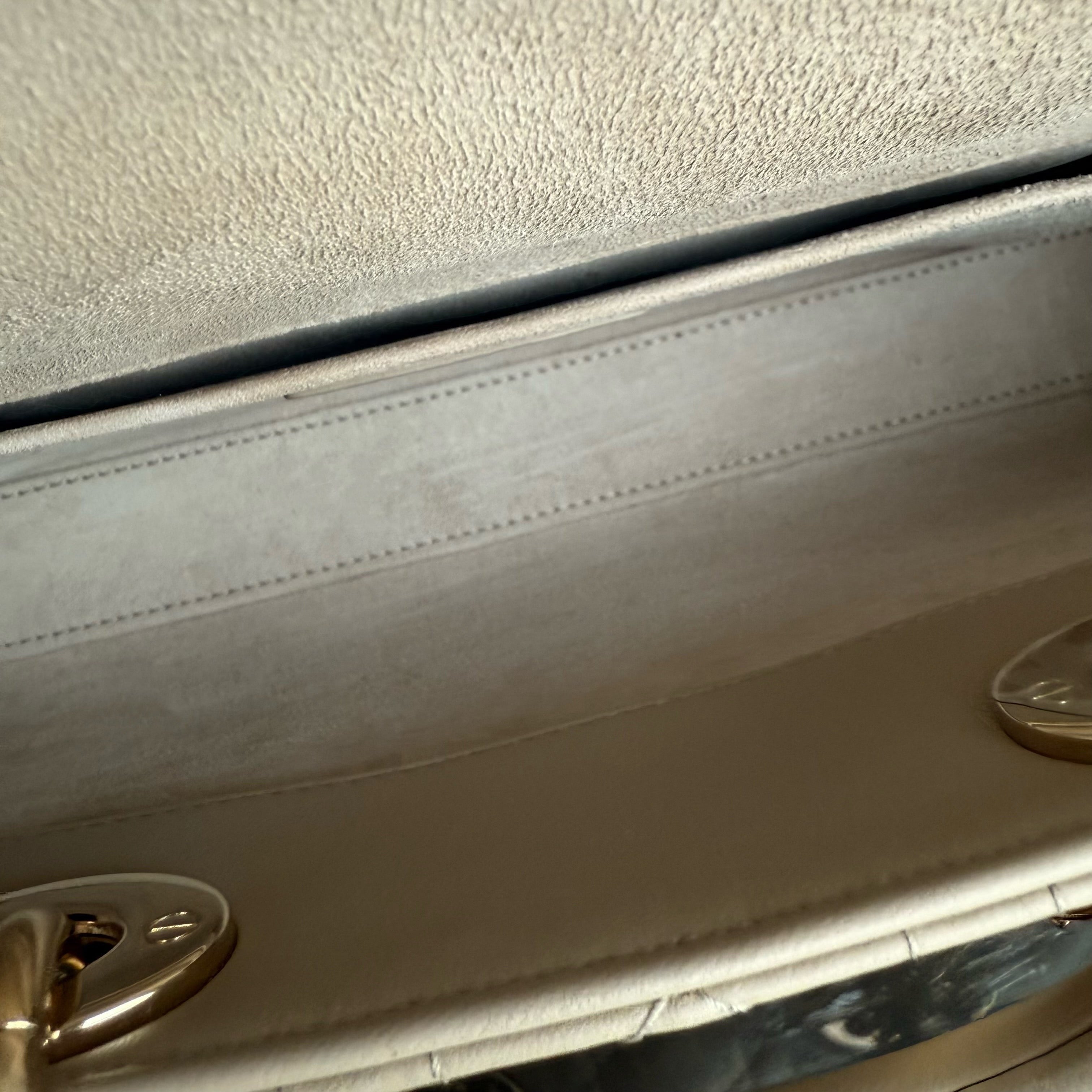 Dior D-Joy Medium Cannage Lambskin Beige Golden Hardware Shoulder Bag