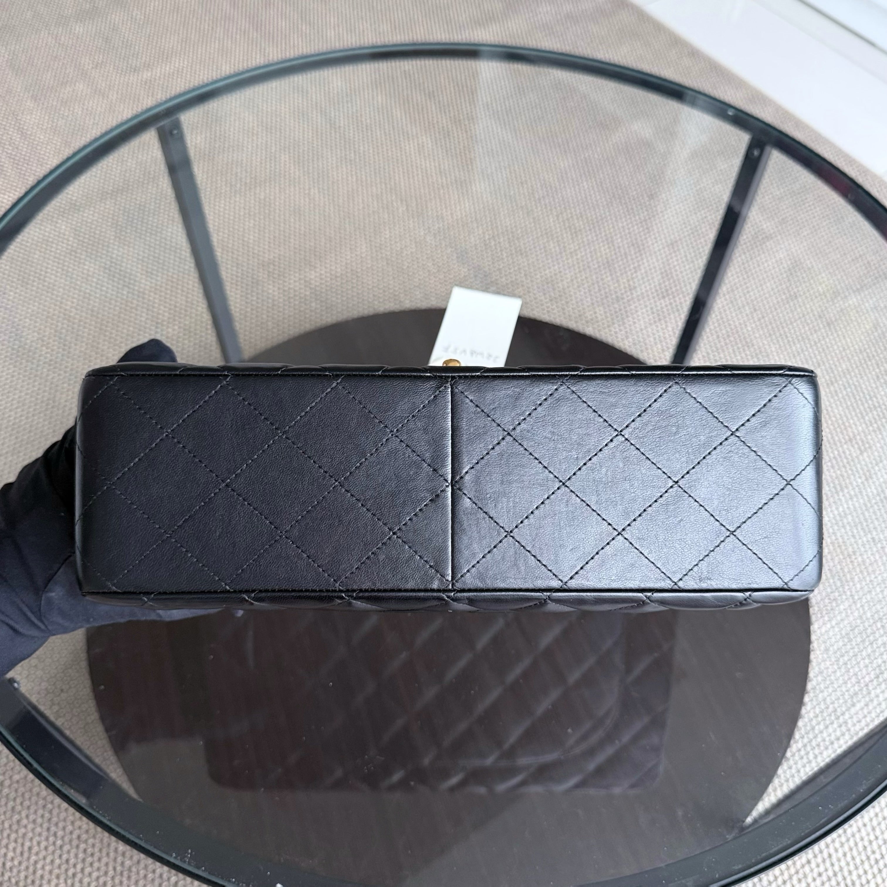 Chanel Classic Flap Jumbo - 30CM Single Flap Quilted Lambskin Black Gold Hardware Series 13