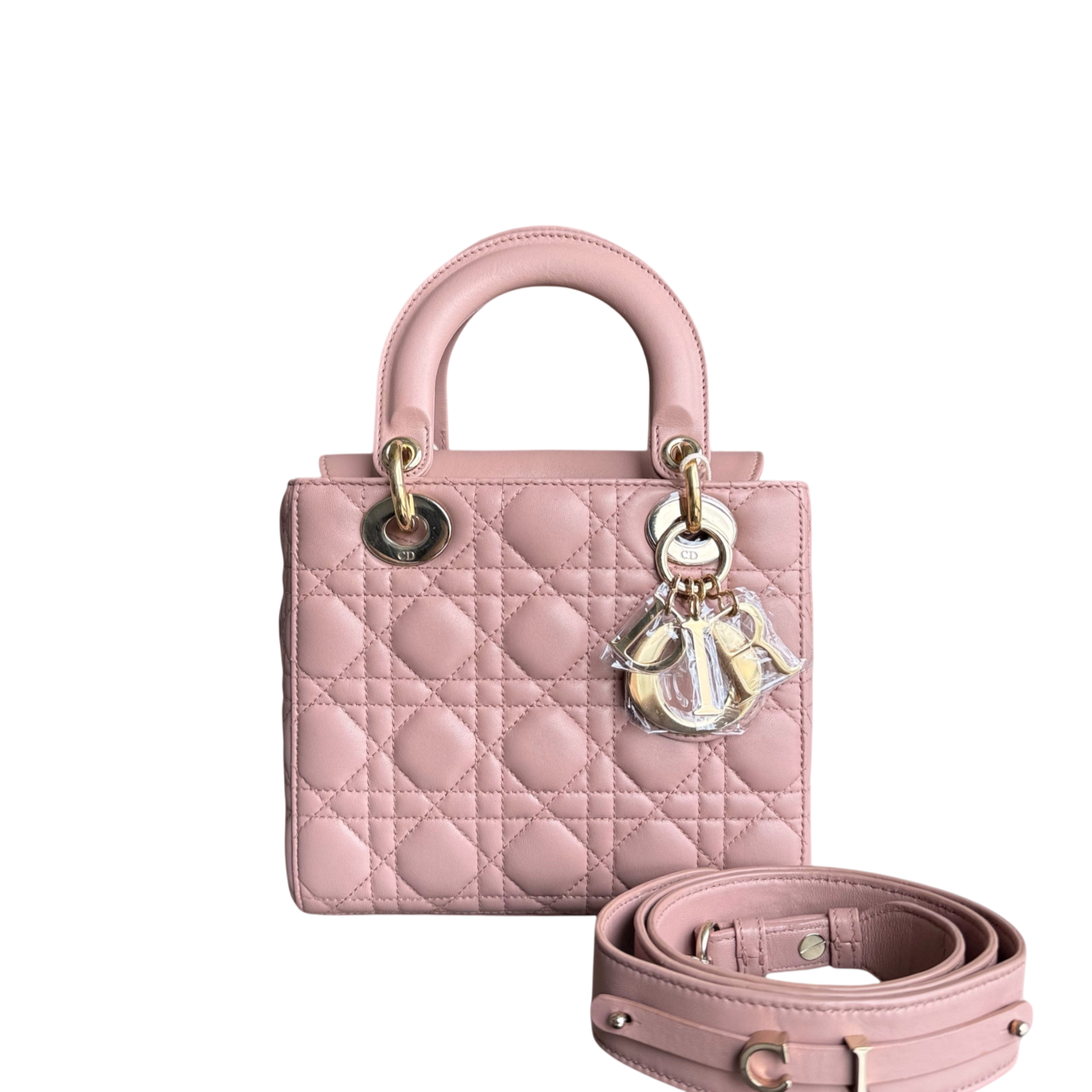 Dior Lady Small Flap - Cannage Lambskin Blush Pink Gold Hardware