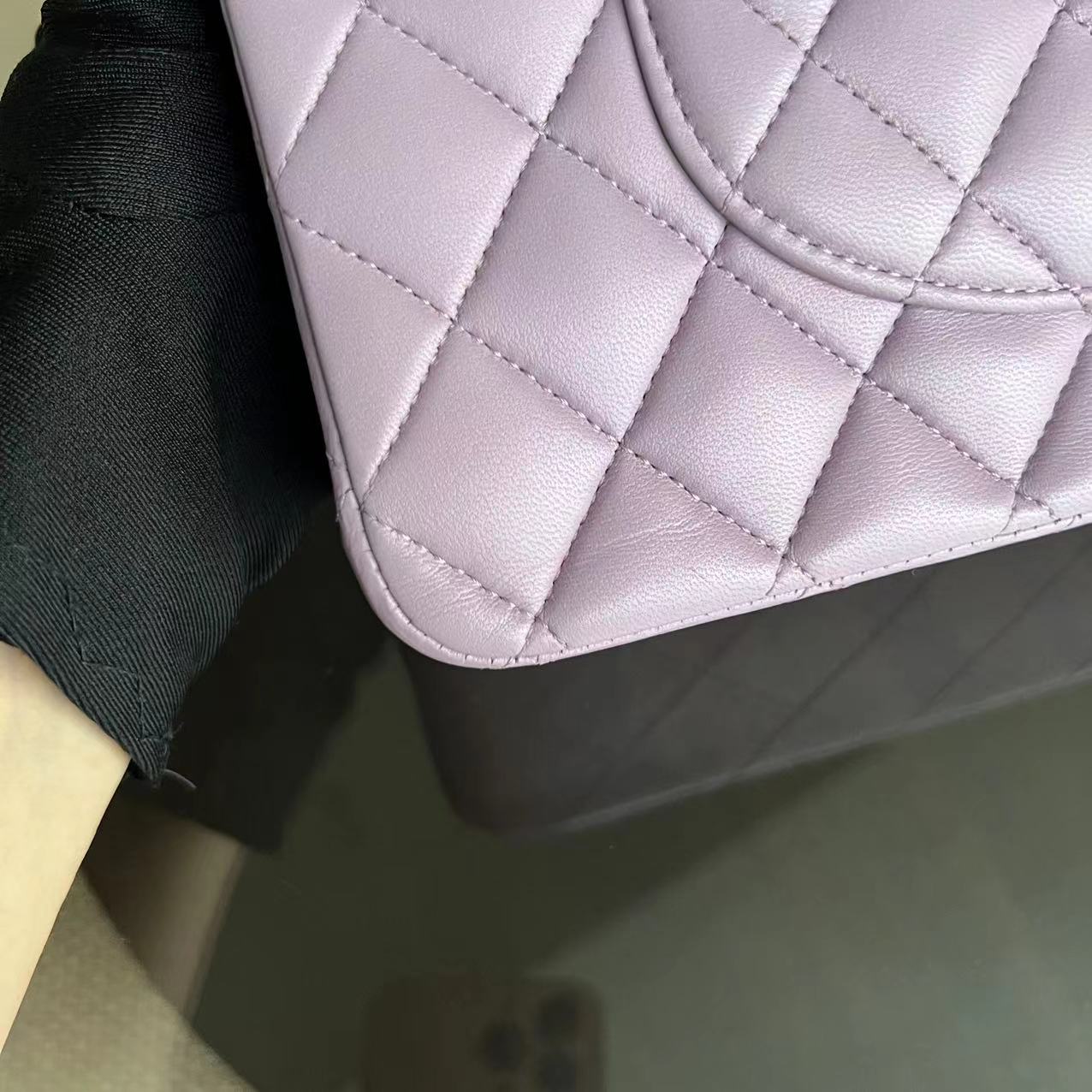 Double Flap Quilted Lambskin Violet Silver Hardware Series 17